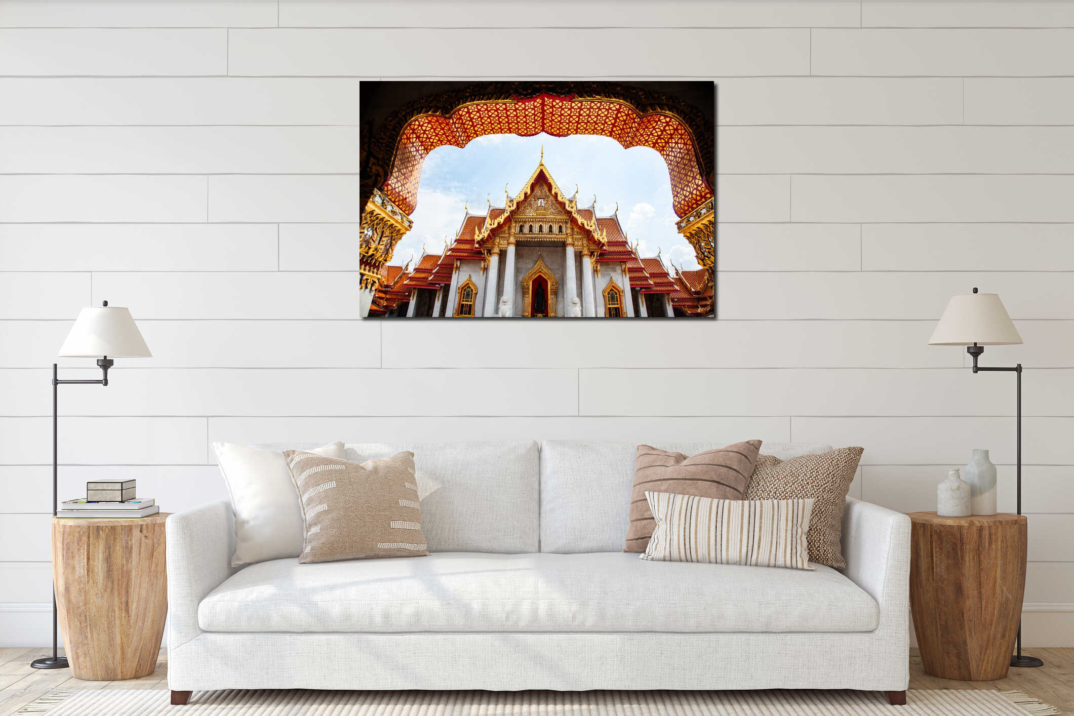 wat Benchamabopit, the Marble temple, Bangkok, Thailand interior mockup
