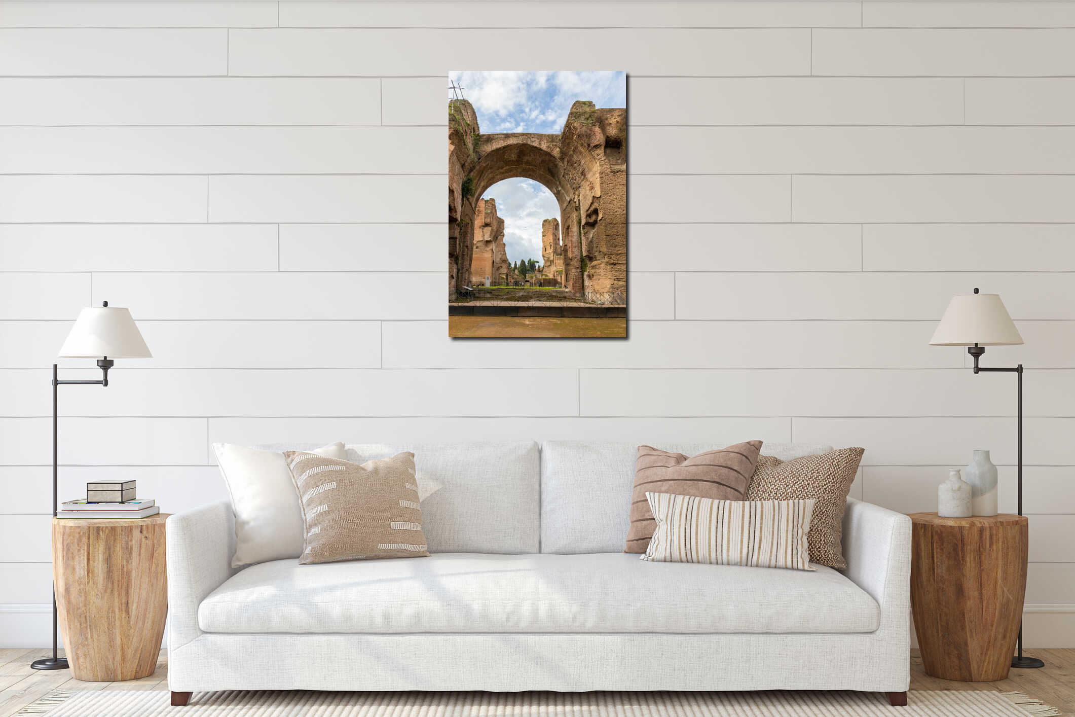 Baths of Caracalla, ancient ruins of roman public thermae in Rome, Italy interior mockup