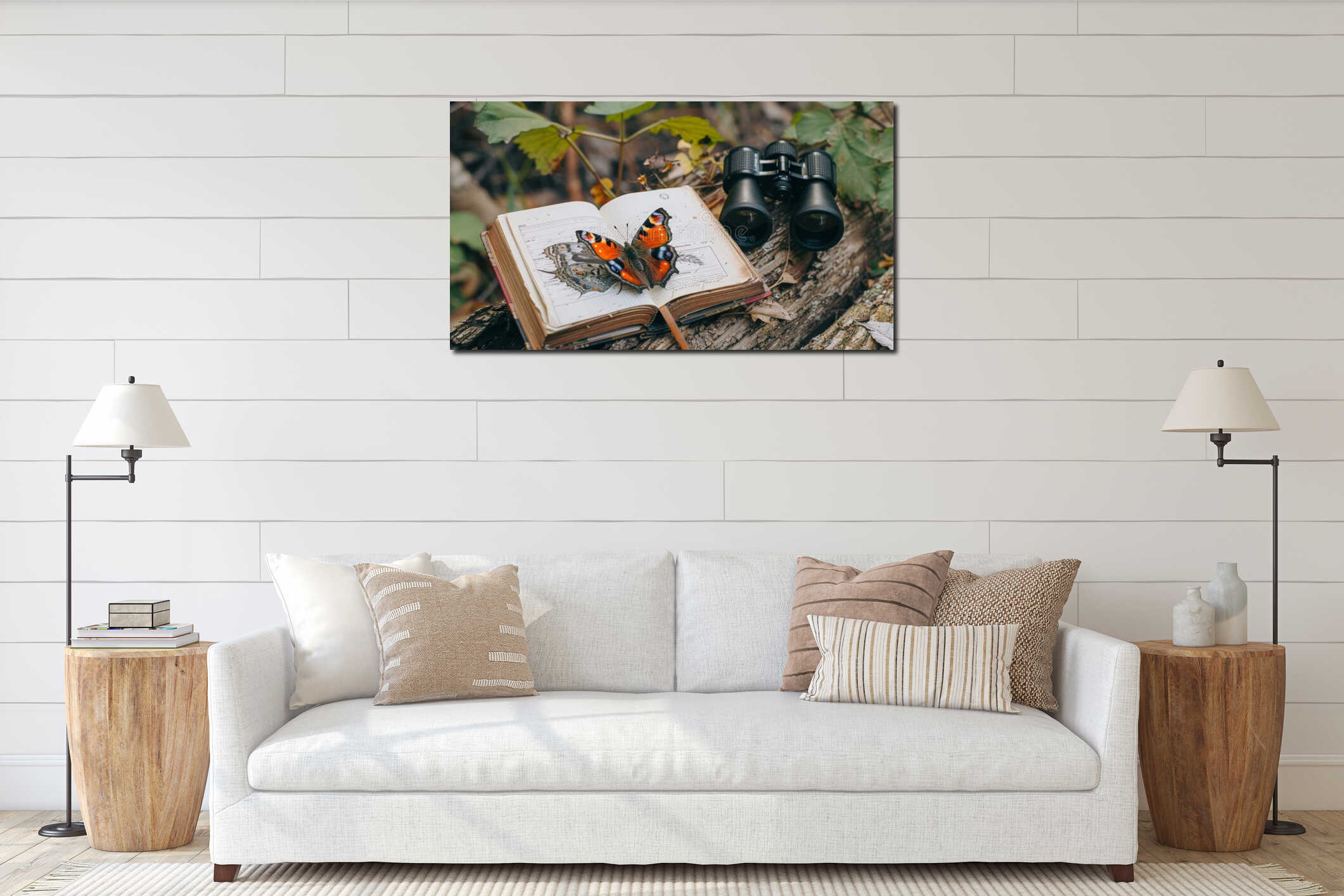 Butterfly on Book Beside Binoculars interior mockup