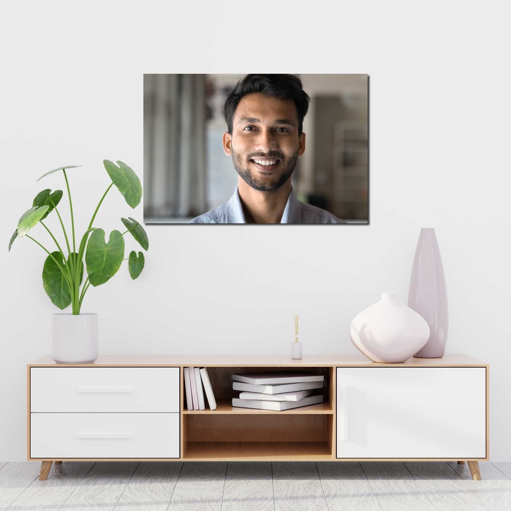 Canvas above sofa for size context