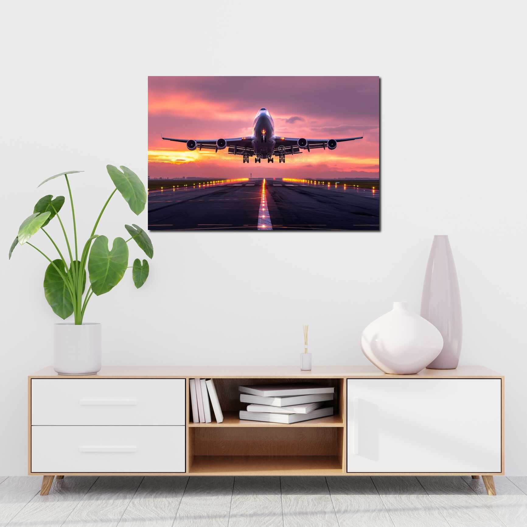 Canvas above sofa for size context