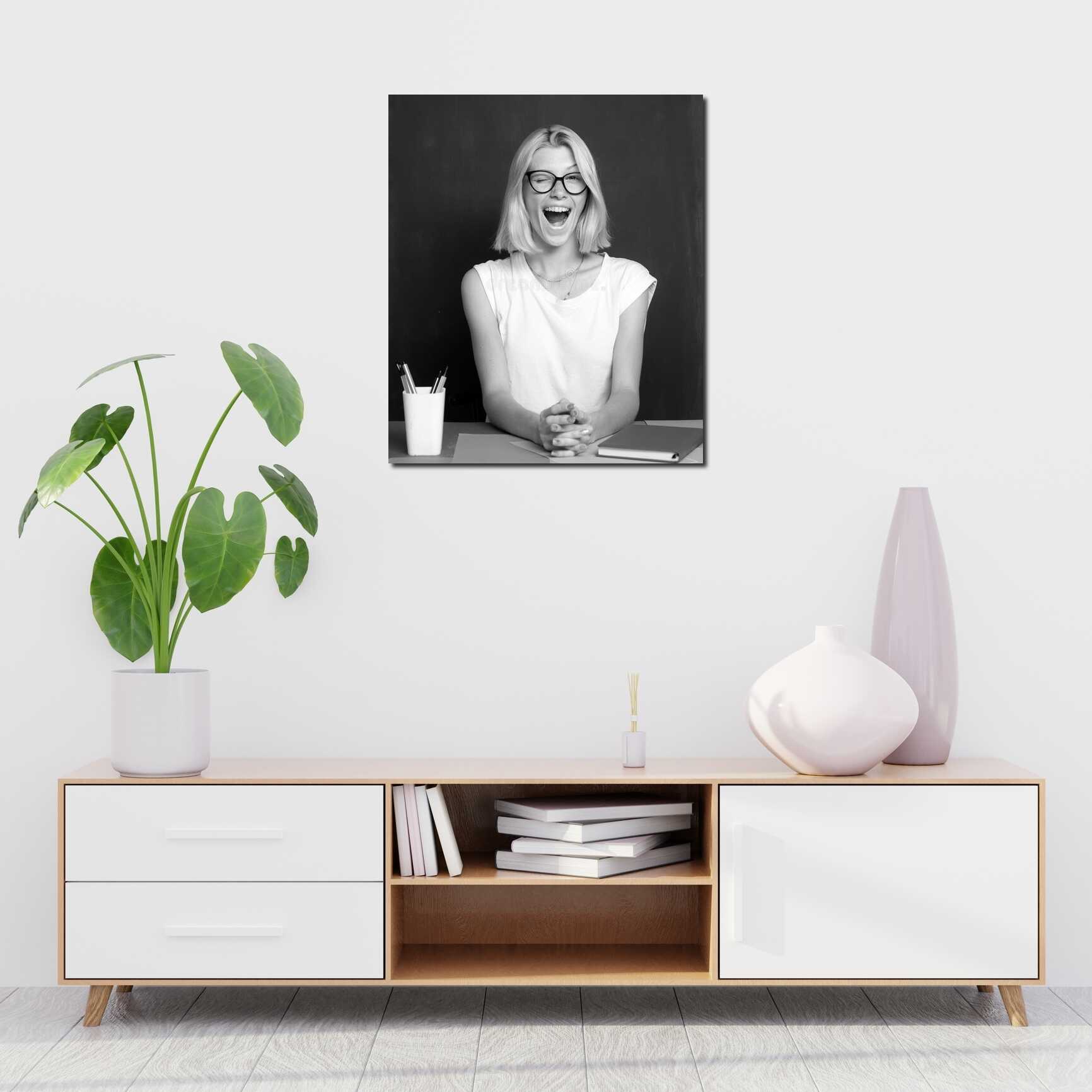 Canvas above sofa for size context