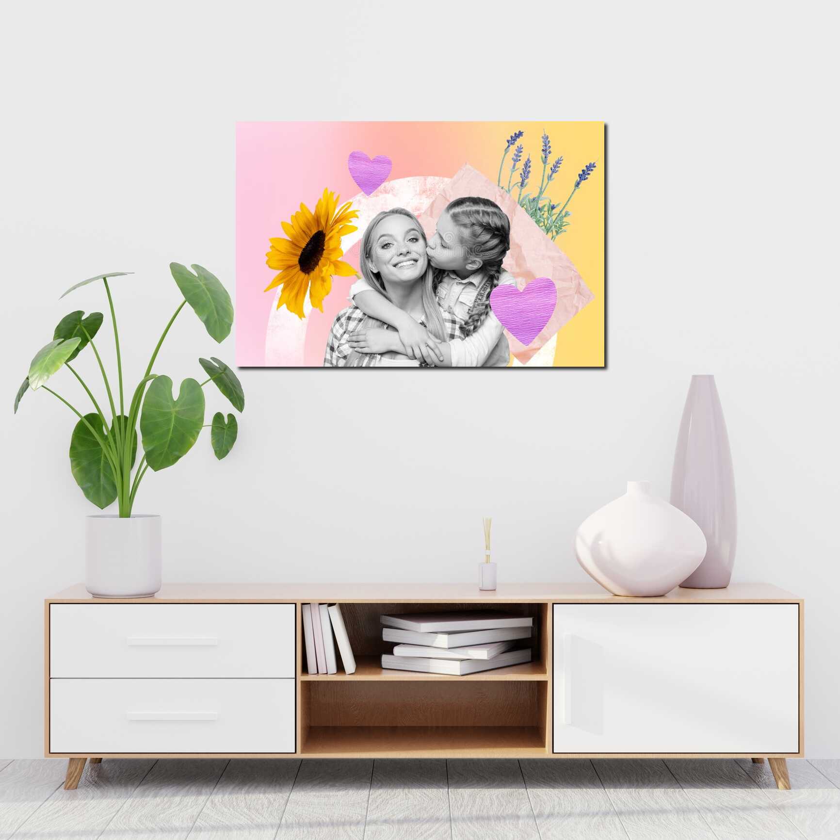 Canvas above sofa for size context