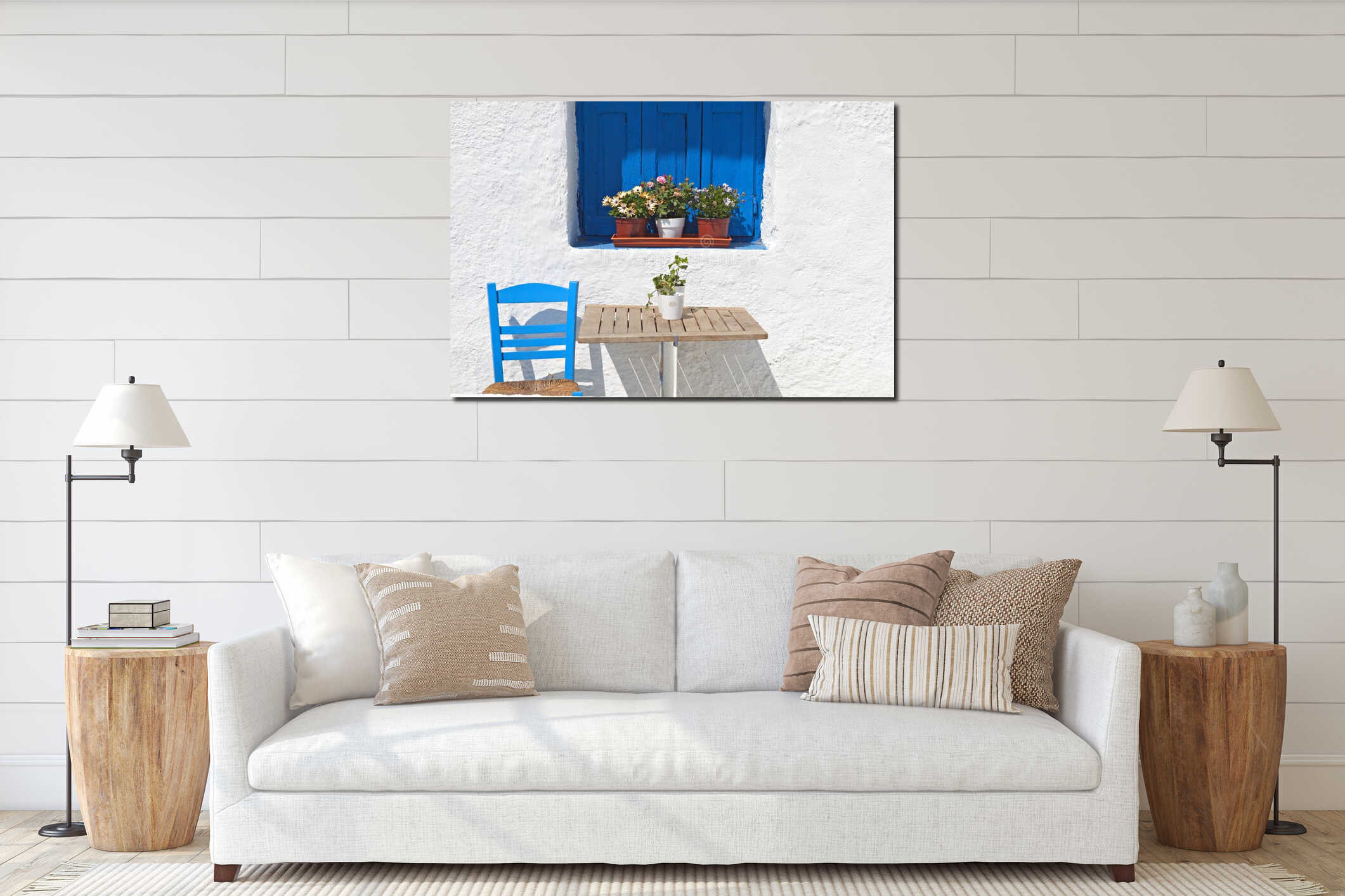 Traditional Greek house interior mockup