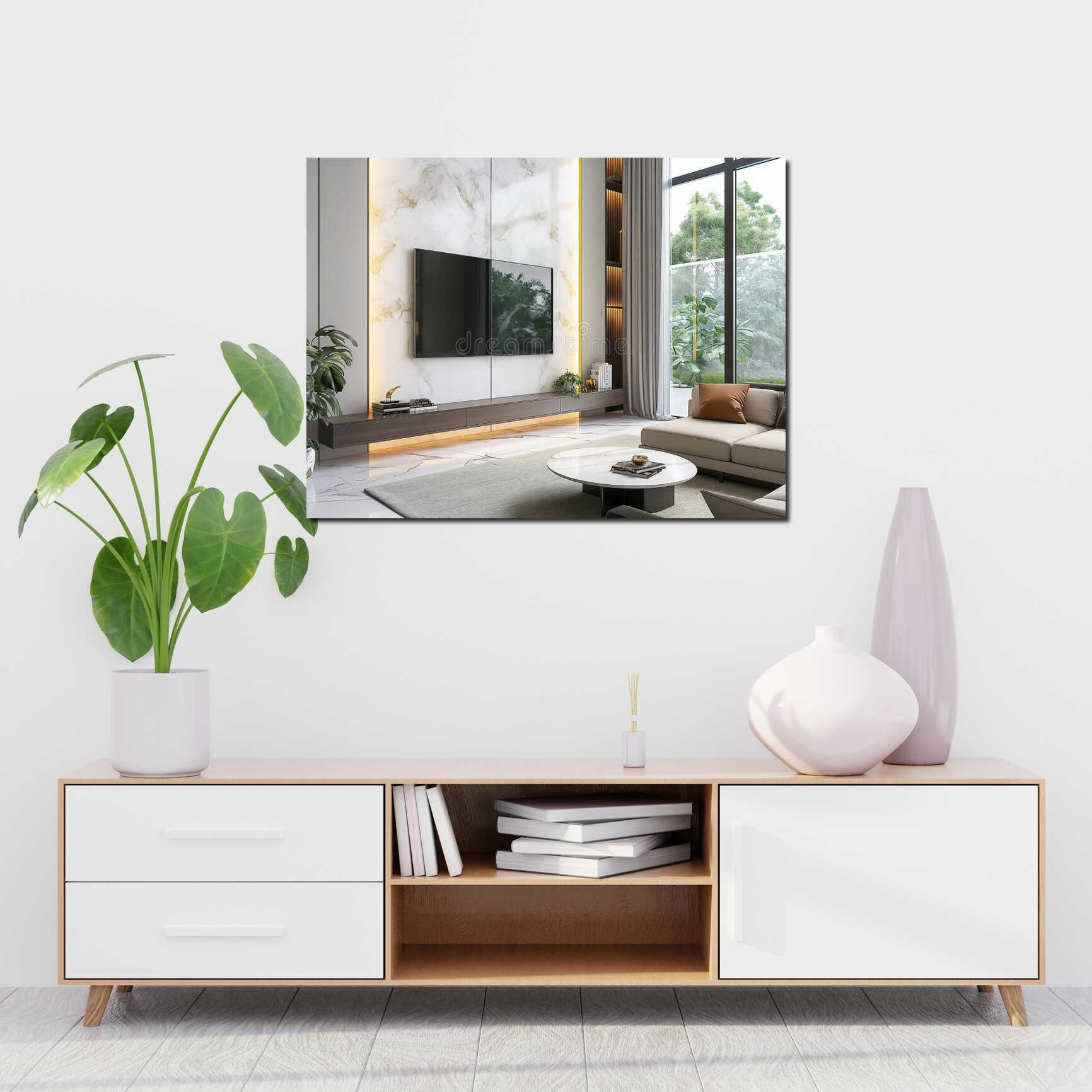 Canvas above sofa for size context