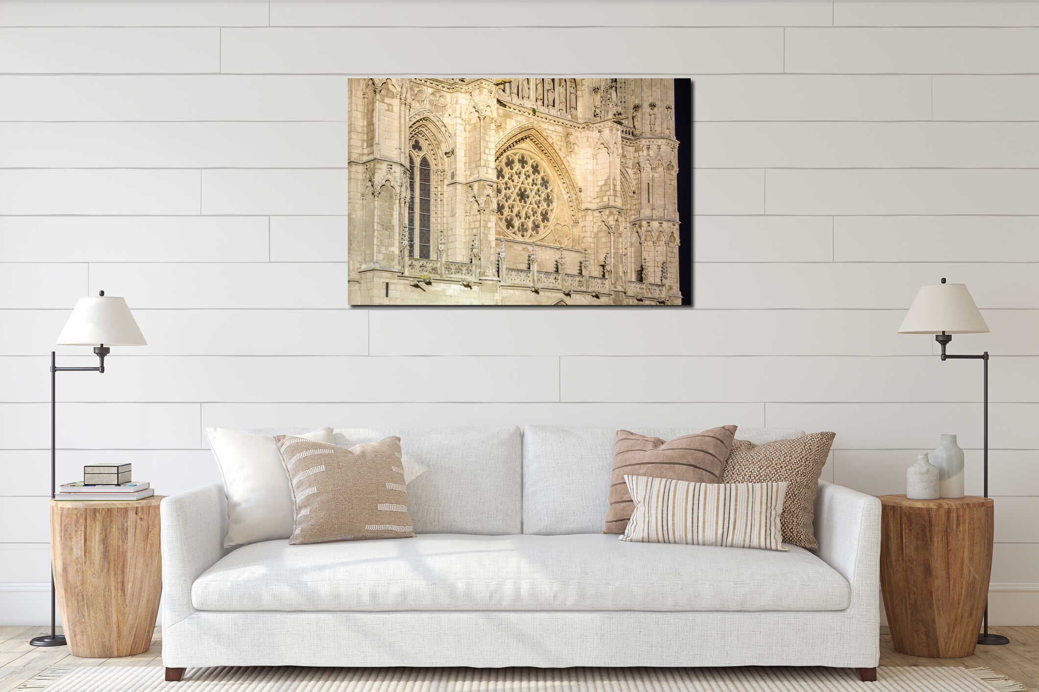 Architecture detail at night of the Burgos Cathedral, Spain interior mockup