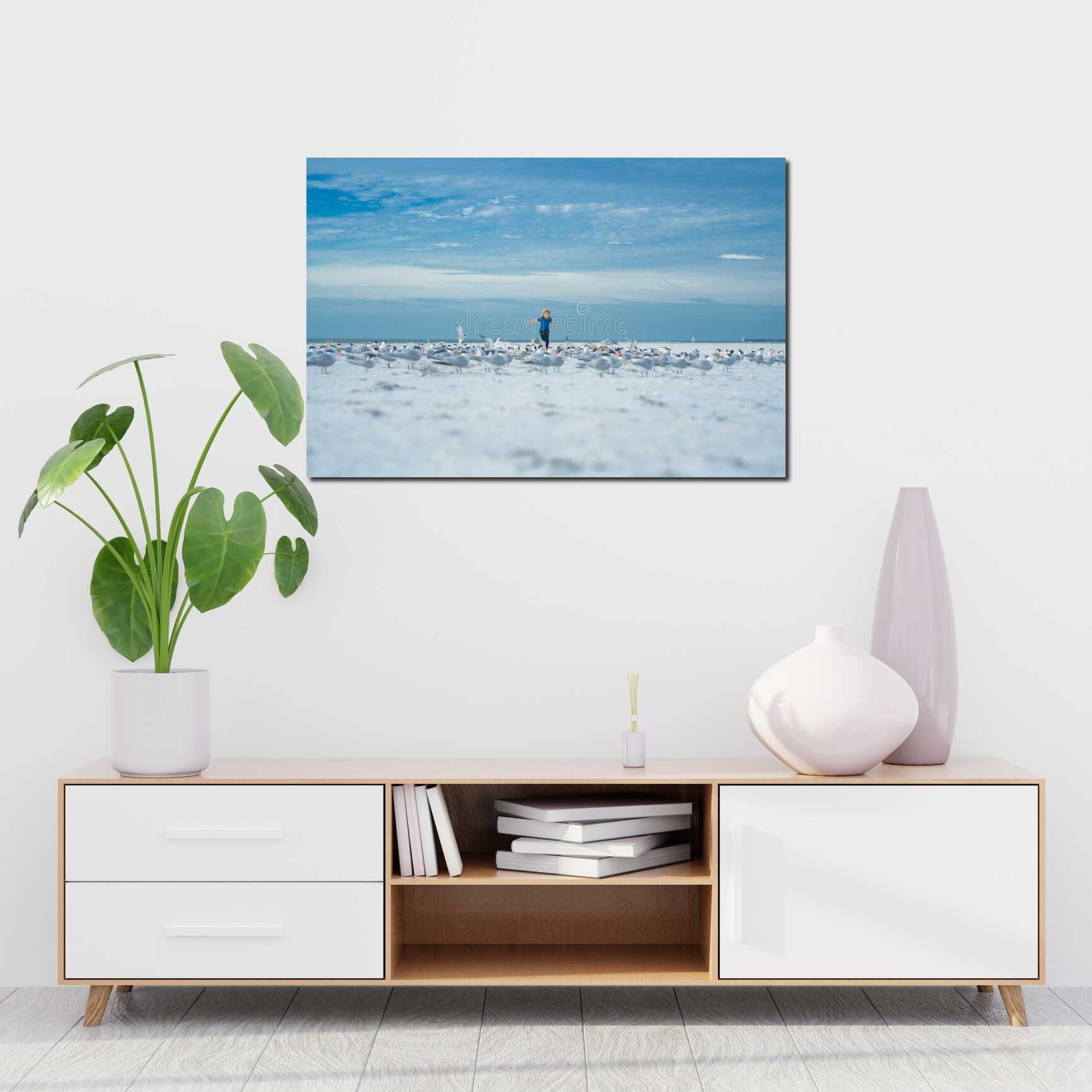 Canvas above sofa for size context