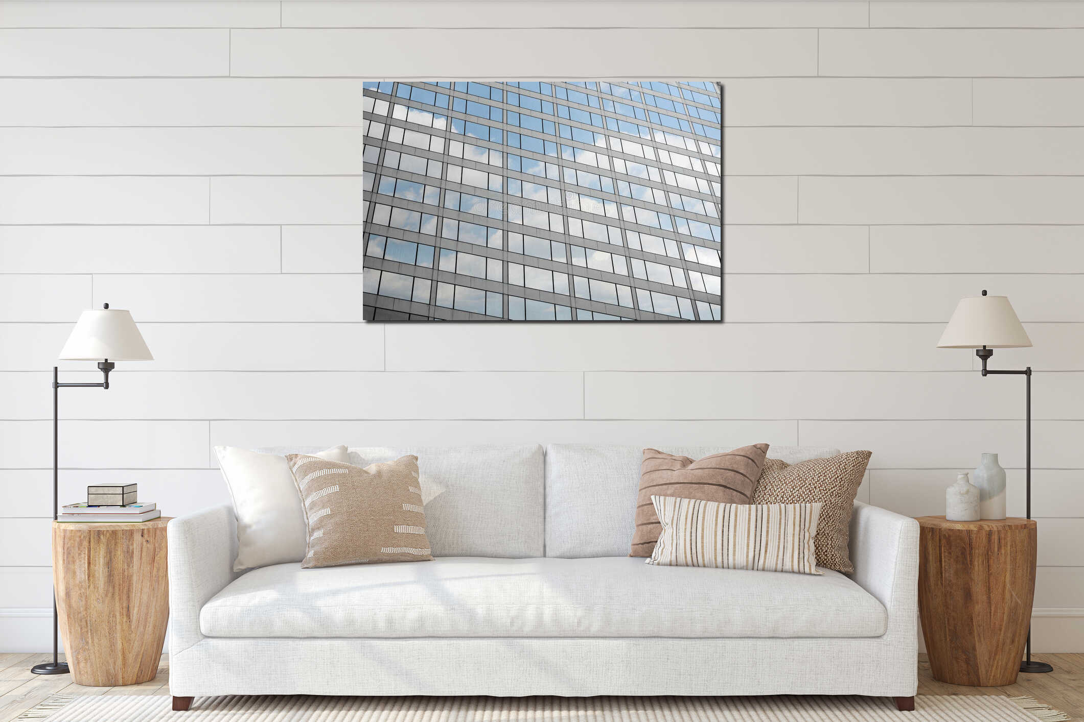 Modern skyscraper exterior interior mockup
