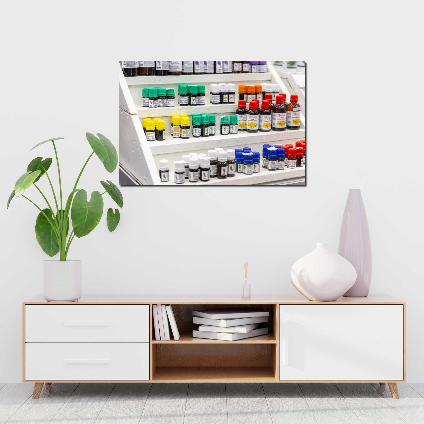 Canvas above sofa for size context