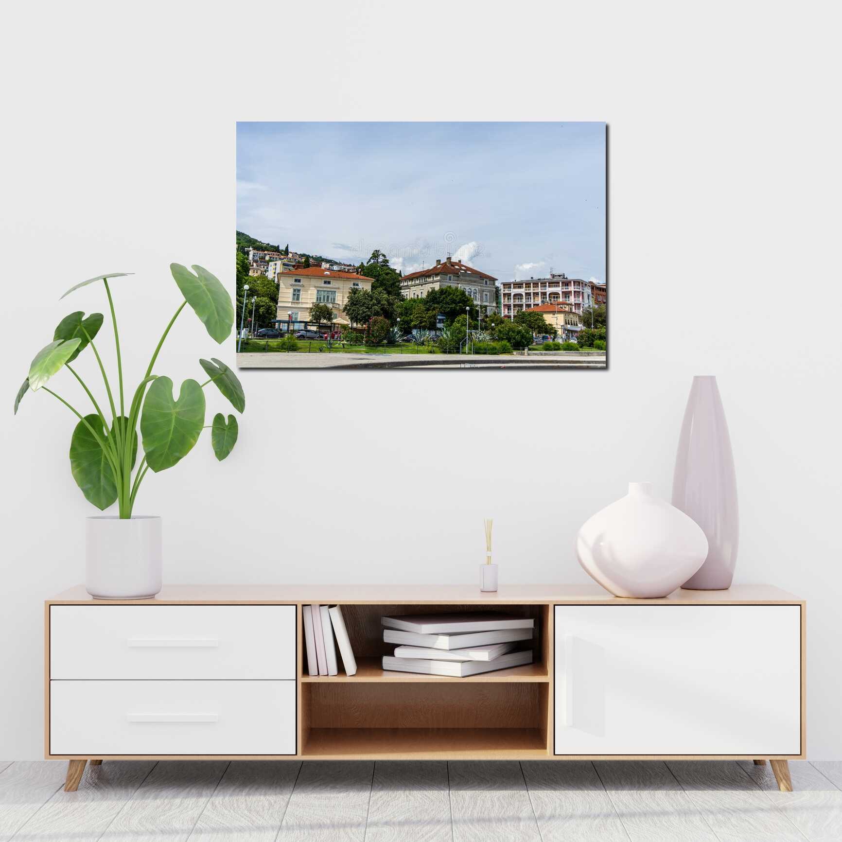 Canvas above sofa for size context