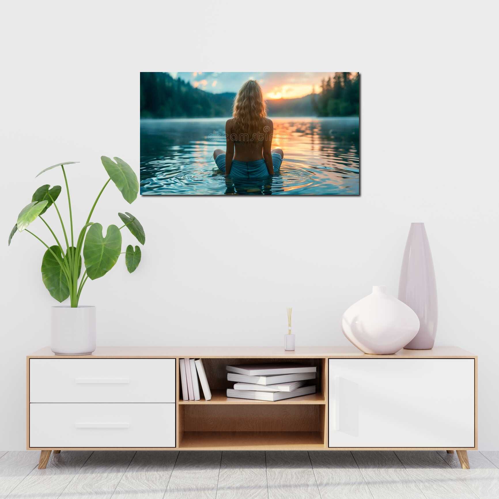 Canvas above sofa for size context