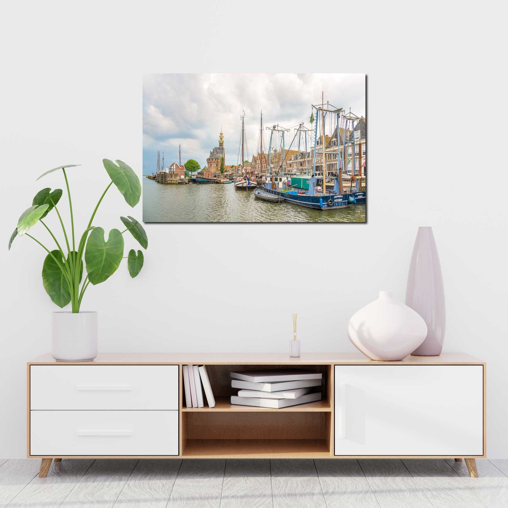 Canvas above sofa for size context