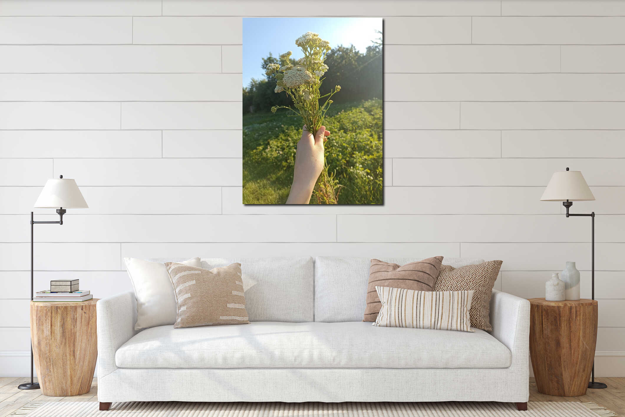 Handheld Bouquet of Yarrows interior mockup