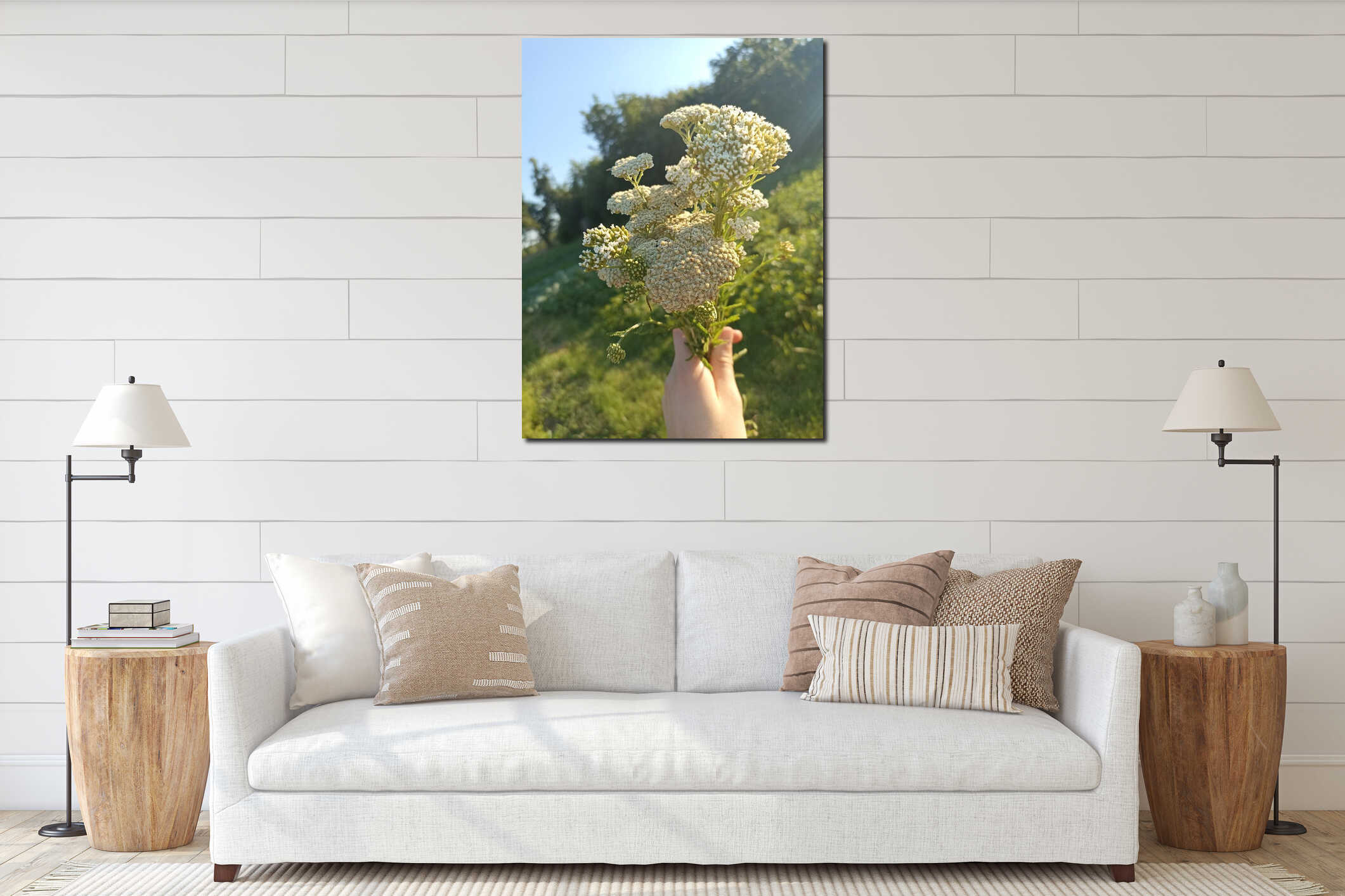 Handheld Bouquet of Yarrows interior mockup