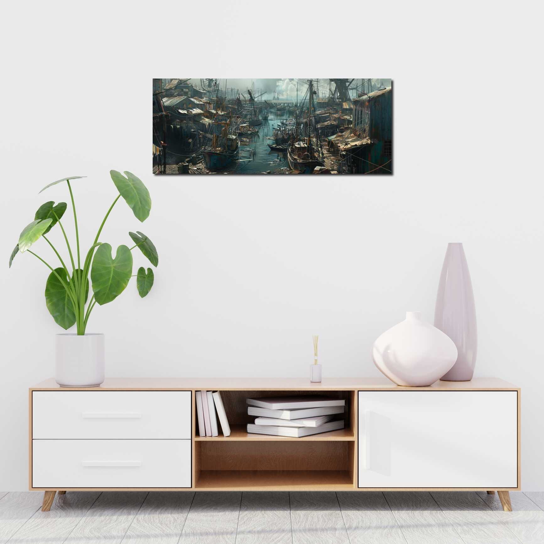 Canvas above sofa for size context