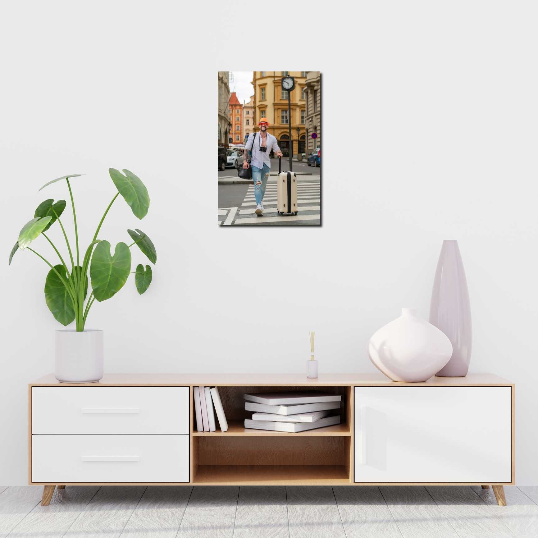 Canvas above sofa for size context