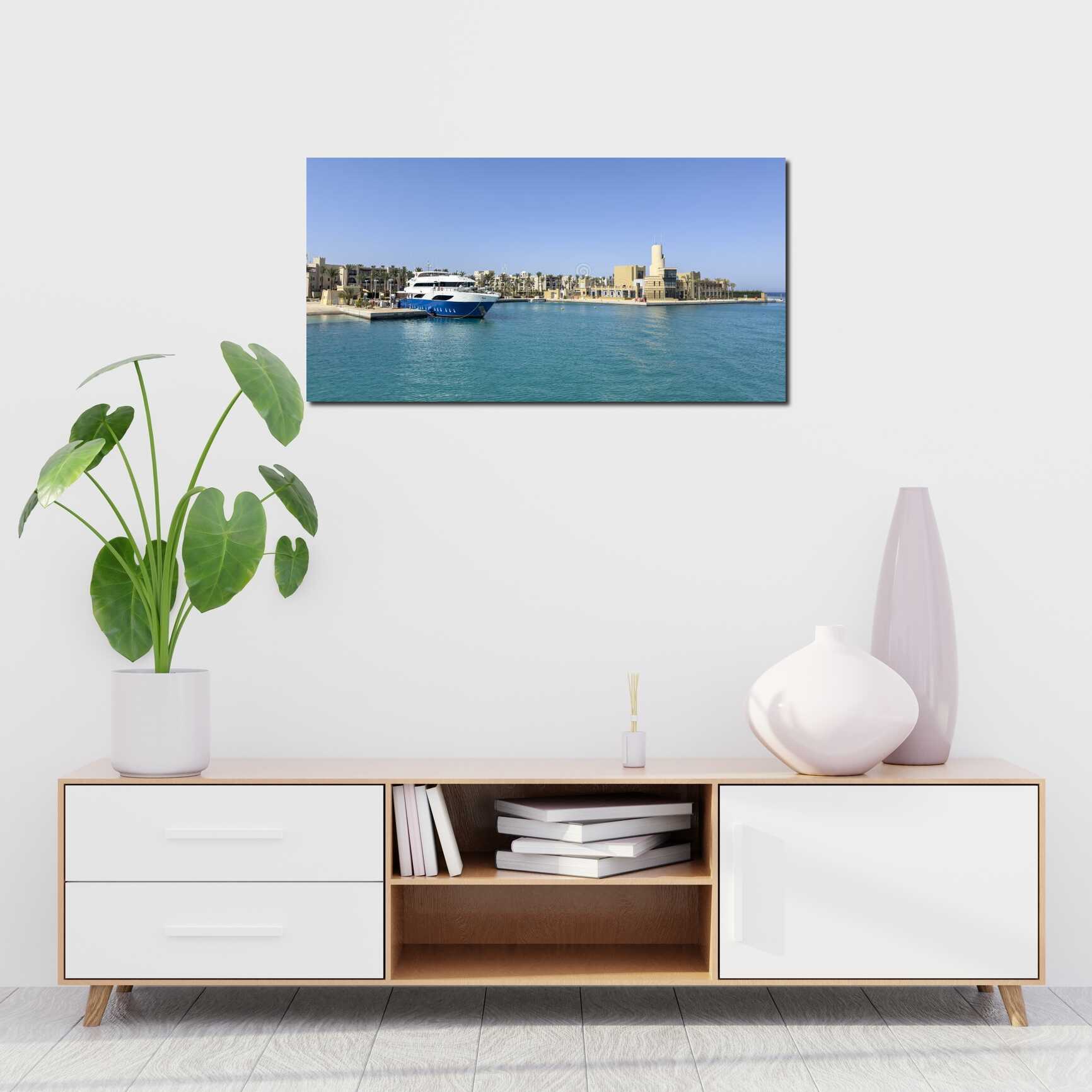 Canvas above sofa for size context