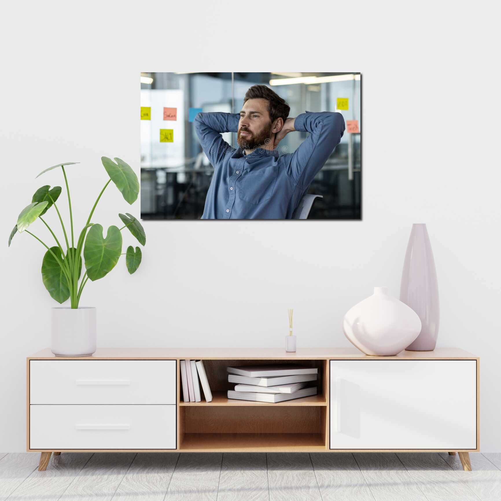 Canvas above sofa for size context