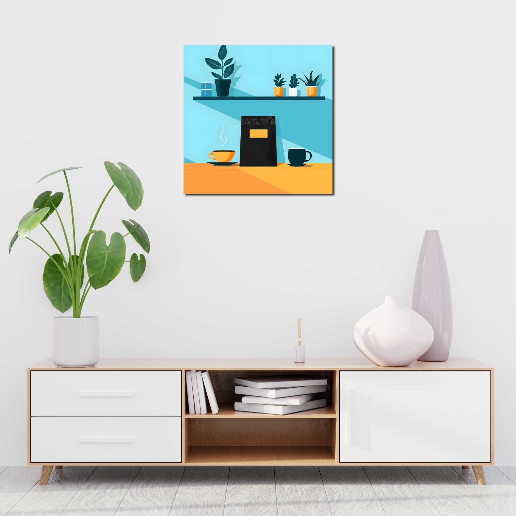 Canvas above sofa for size context