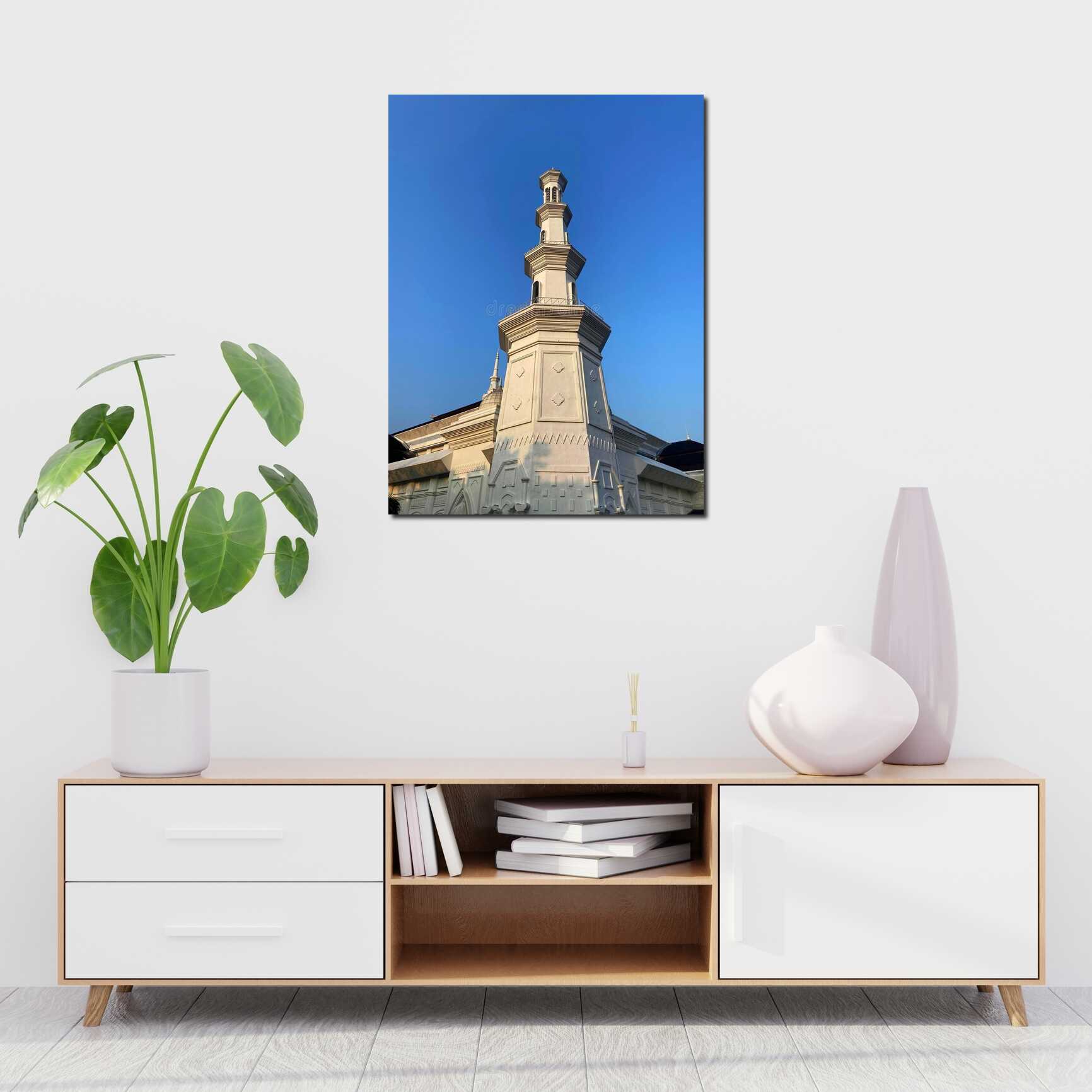 Canvas above sofa for size context