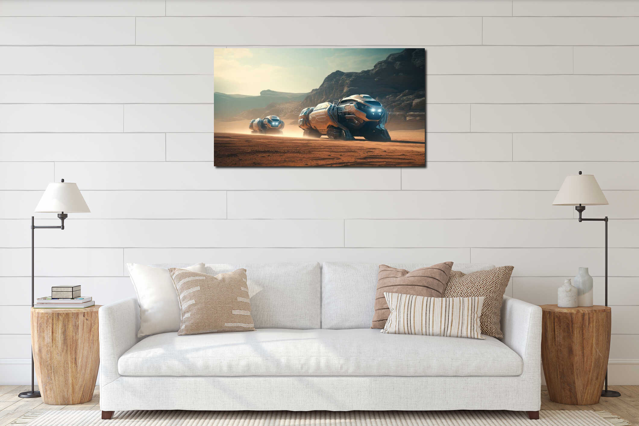Canvas hanging interior mockup