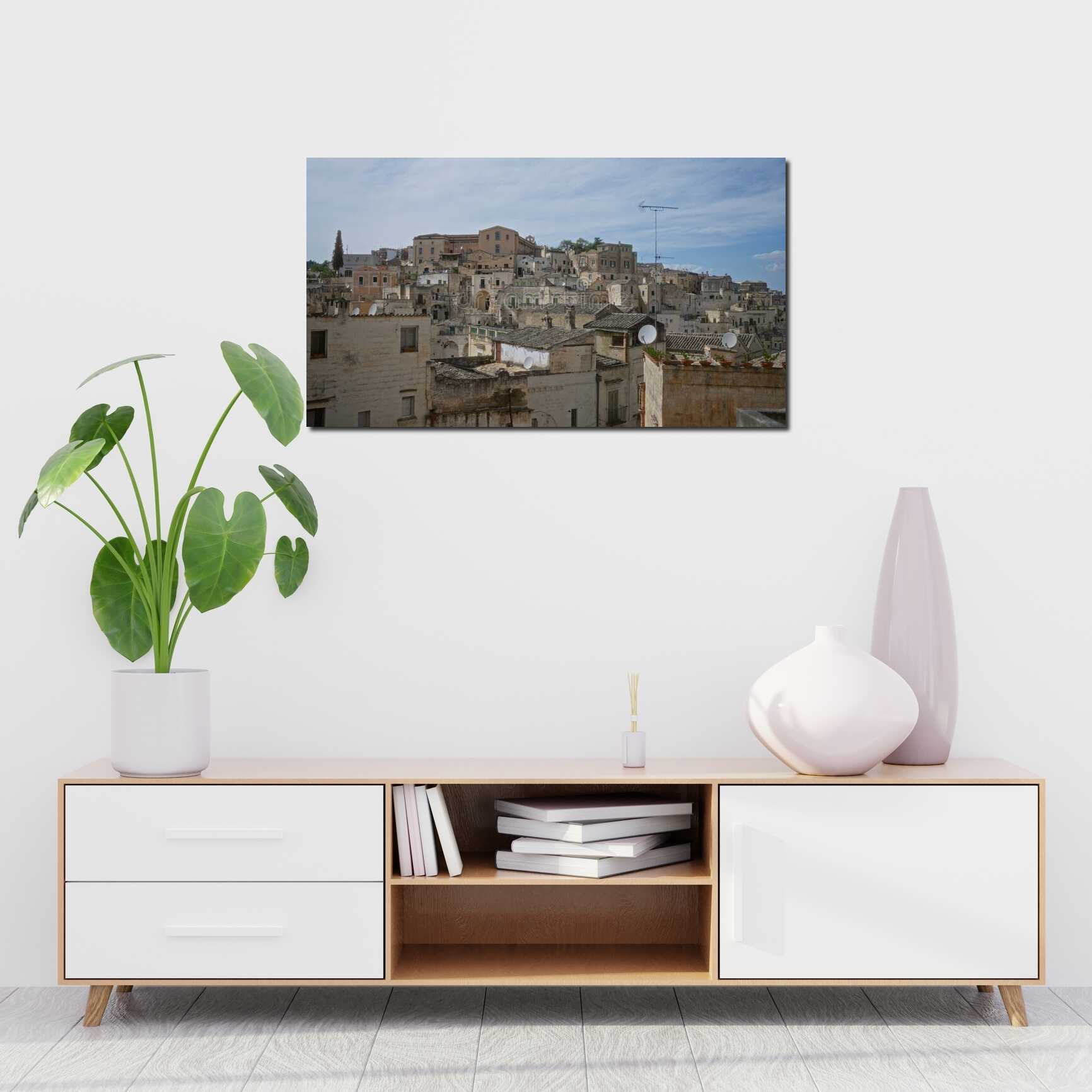 Canvas above sofa for size context