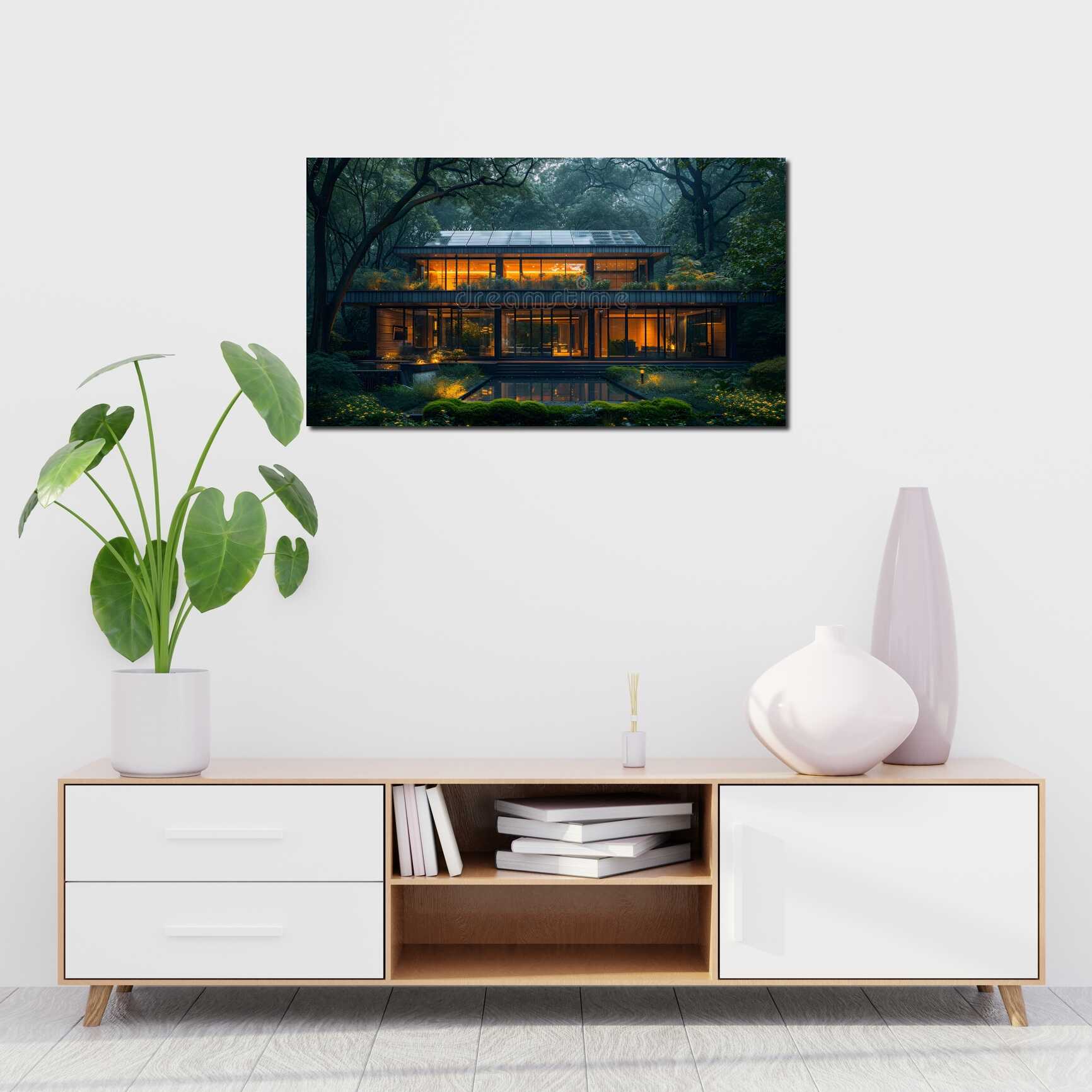 Canvas above sofa for size context