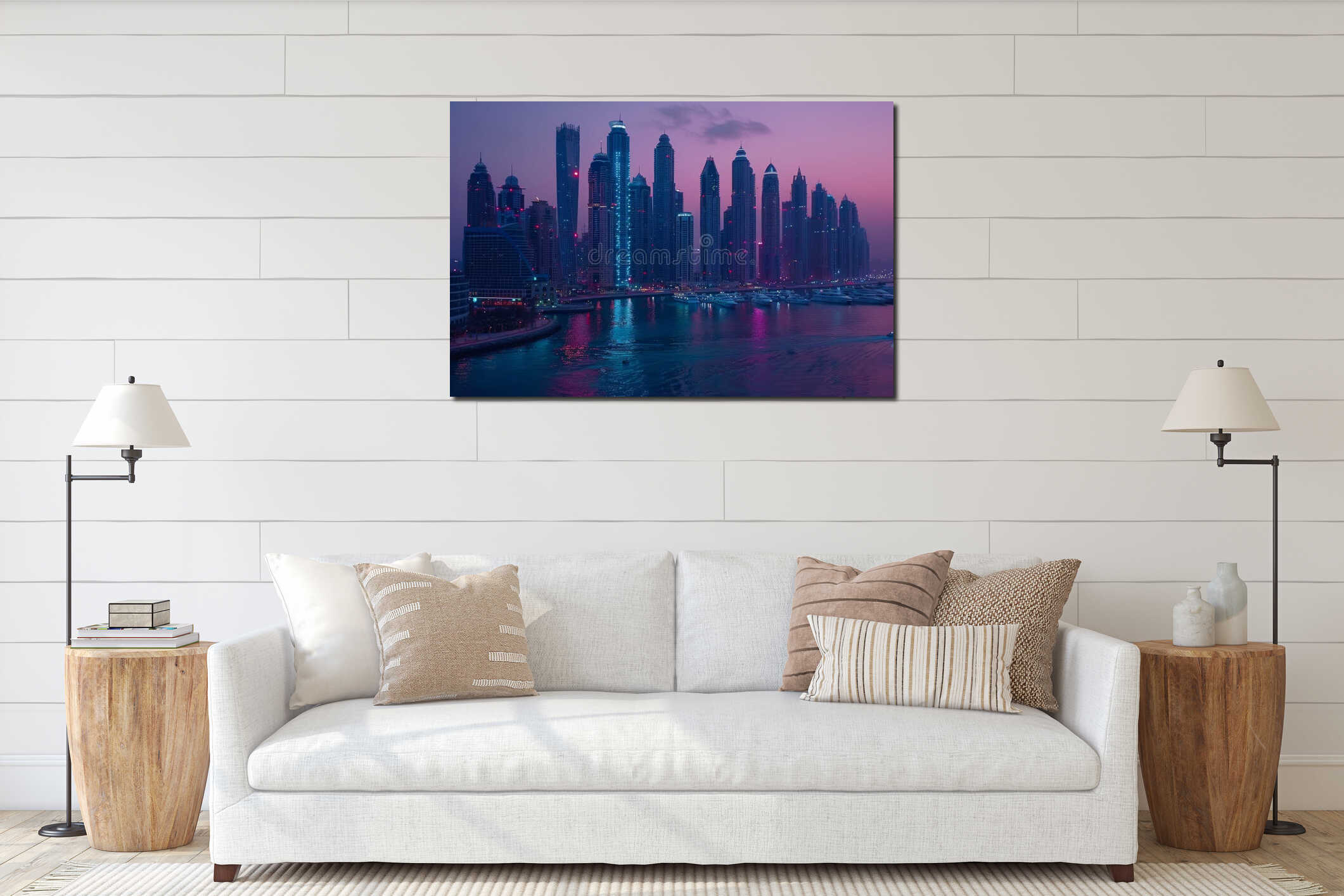 The Stunning and Vibrant Dubai Skyline at Dusk An Urban Oasis of Beauty and Culture interior mockup