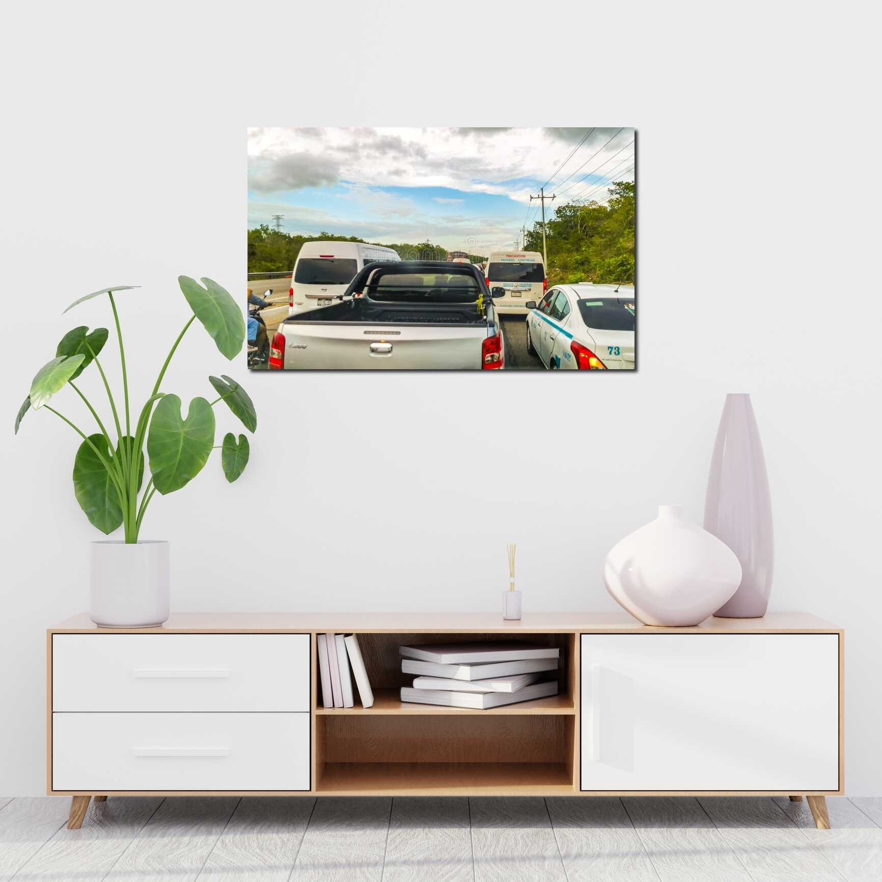 Canvas above sofa for size context