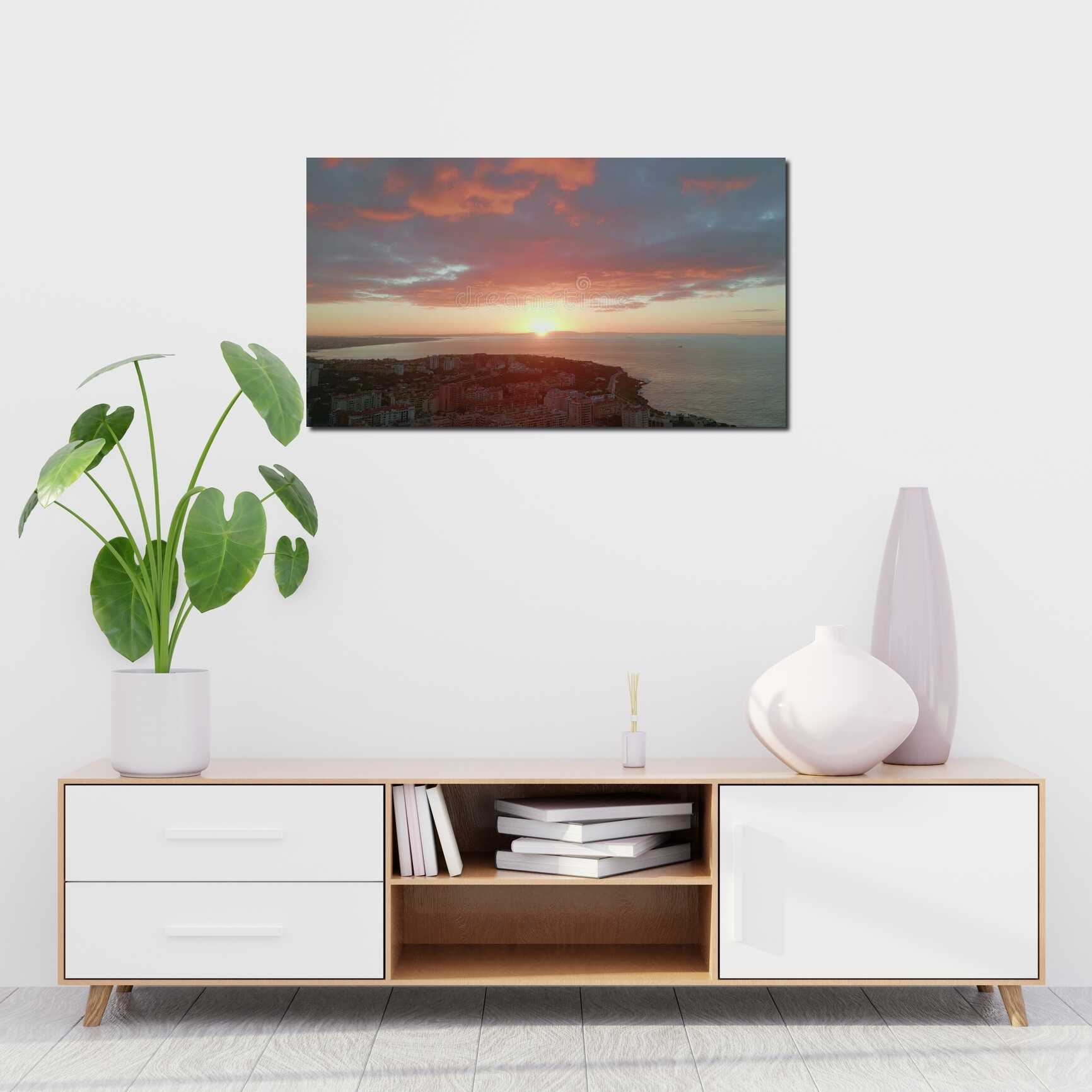 Canvas above sofa for size context