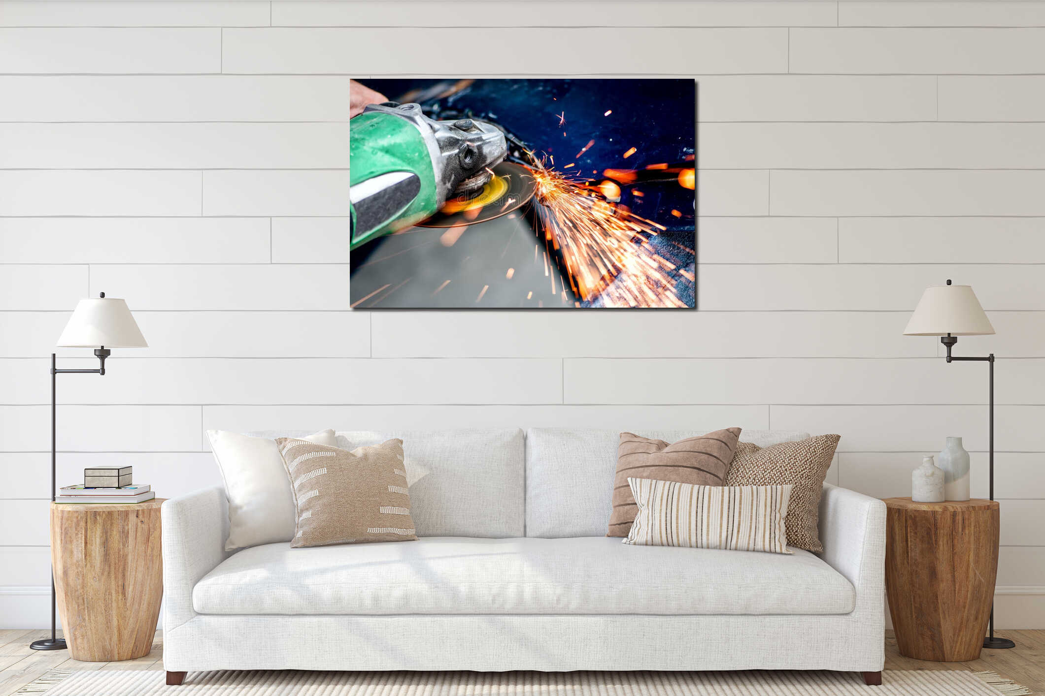 Canvas hanging interior mockup