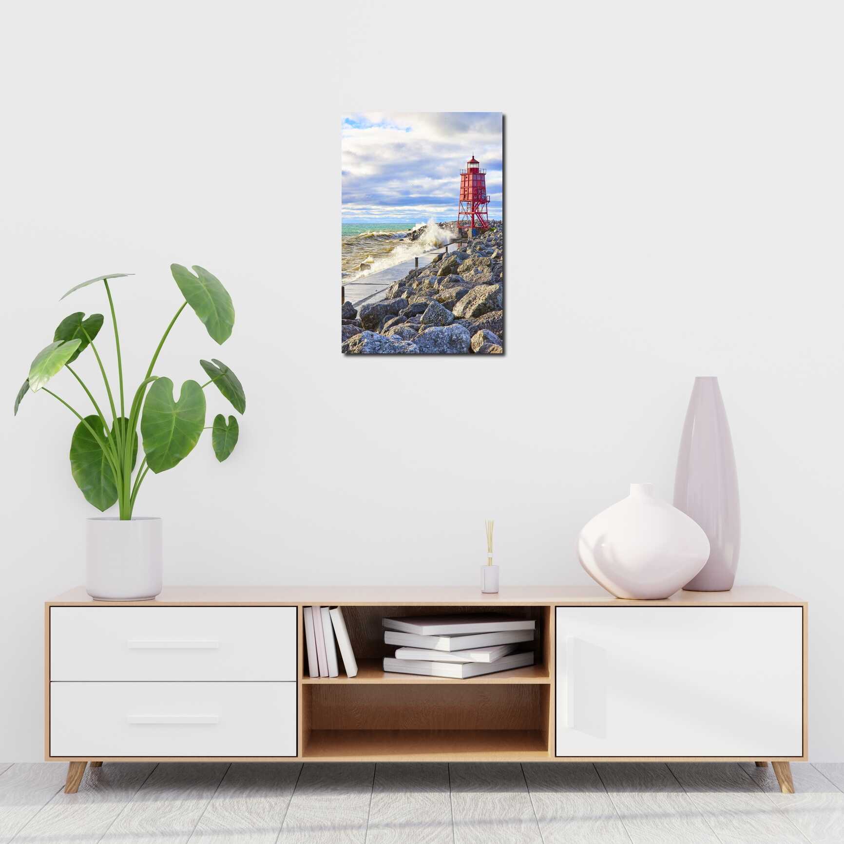 Canvas above sofa for size context