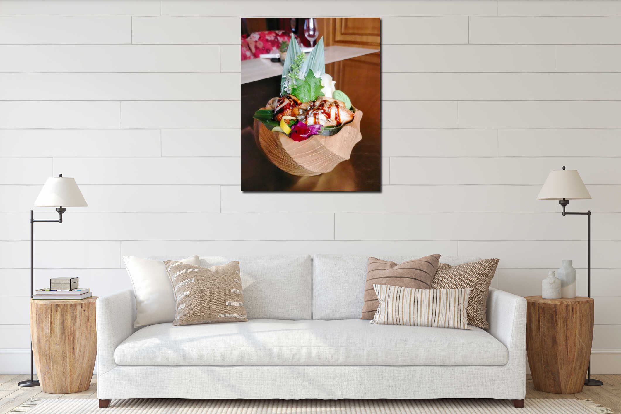 Artistic delicious grilled eel with sweet sauce on the bowl, May 22nd 2024, Tivat, Montenegro interior mockup