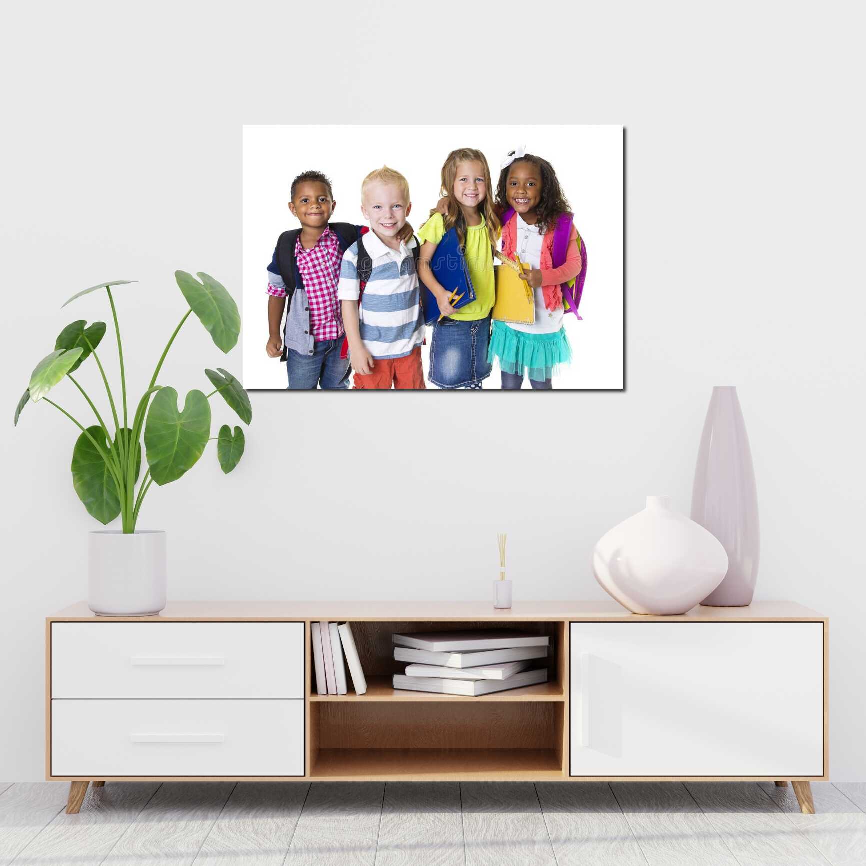 Canvas above sofa for size context