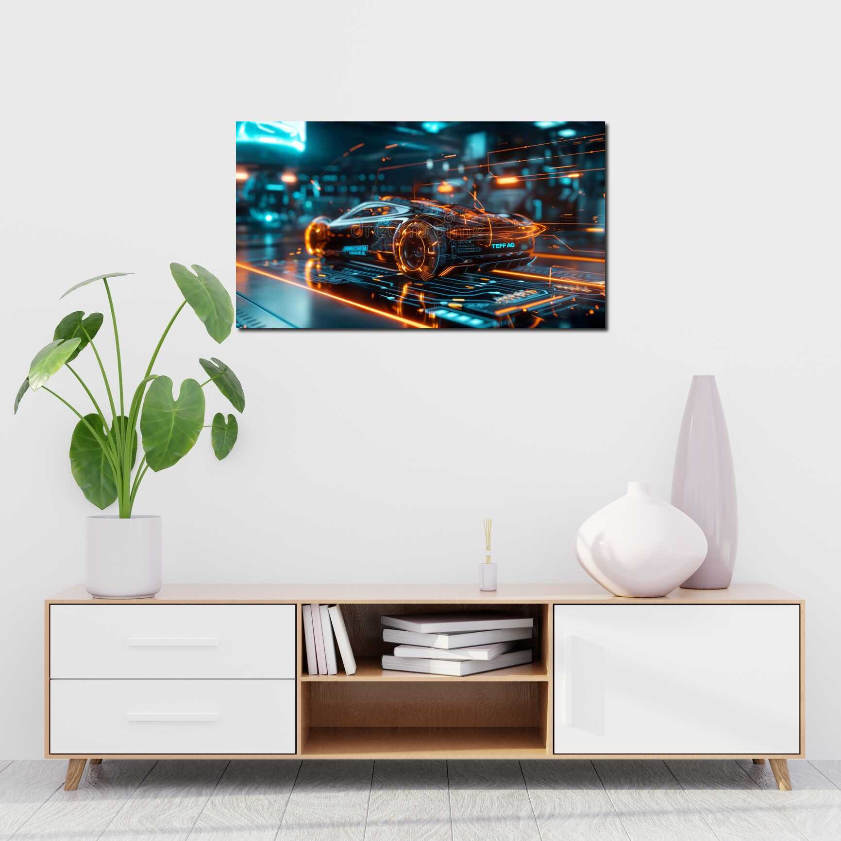 Canvas above sofa for size context