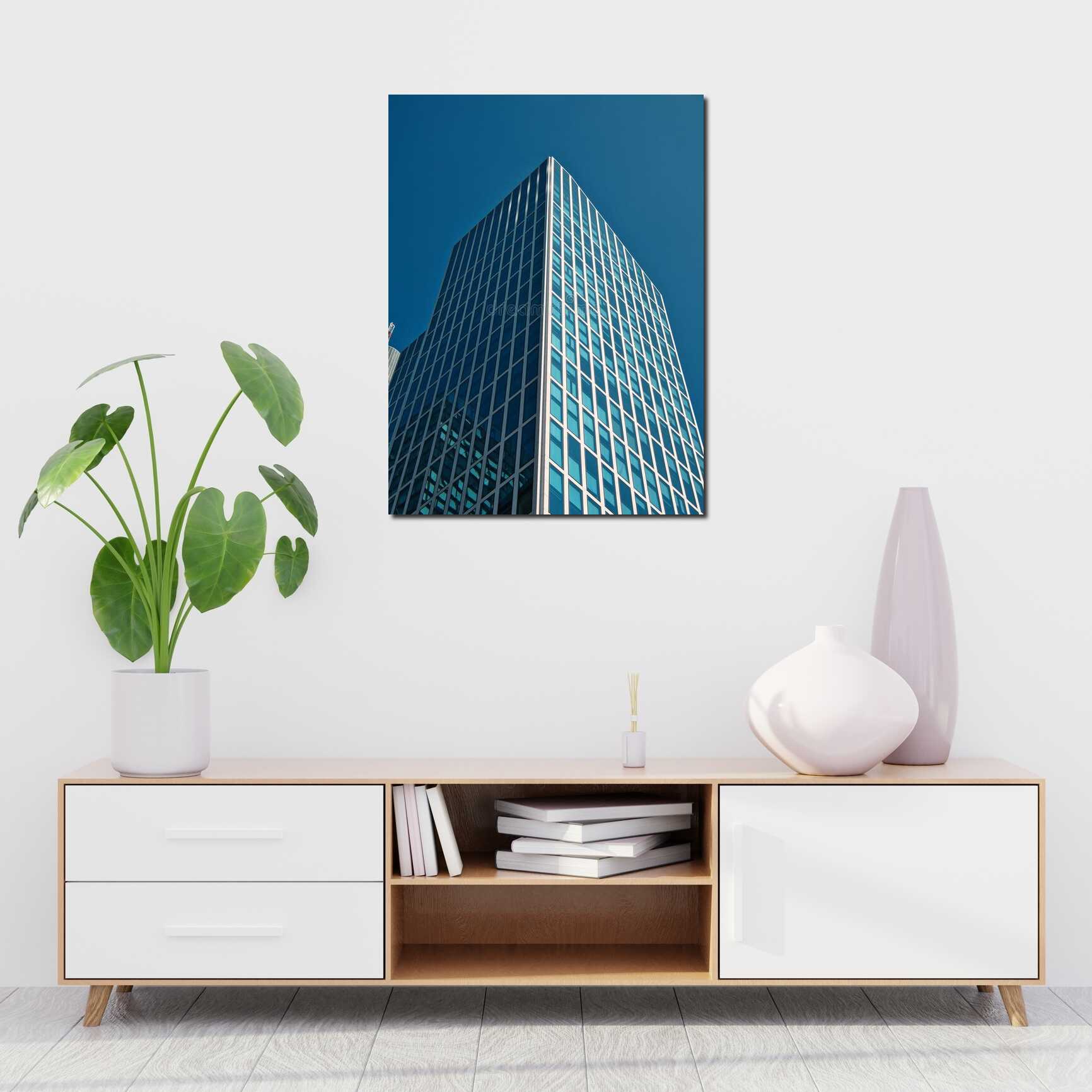 Canvas above sofa for size context