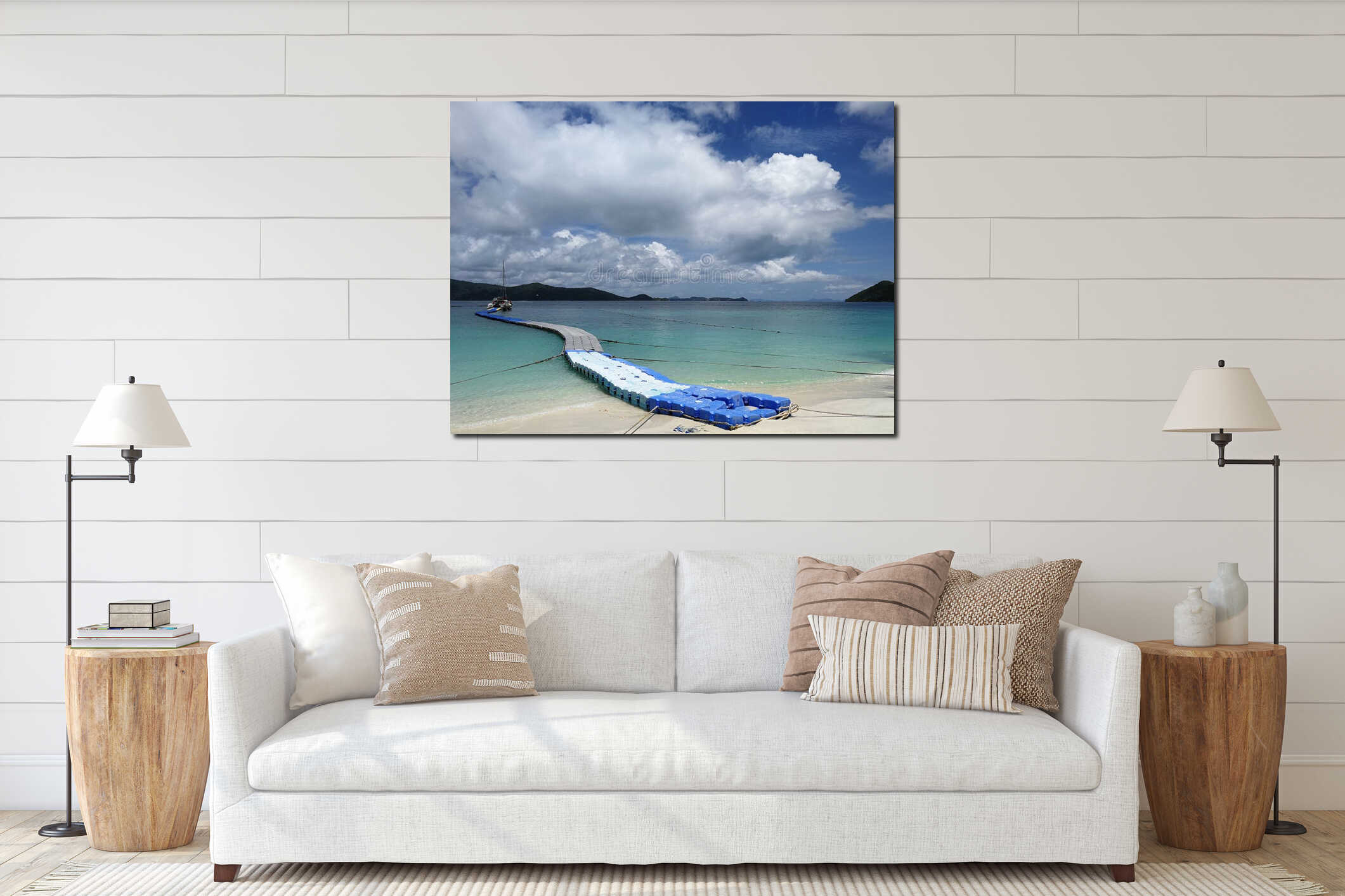 A floating pier for loading and unloading passenger on a shallow water interior mockup