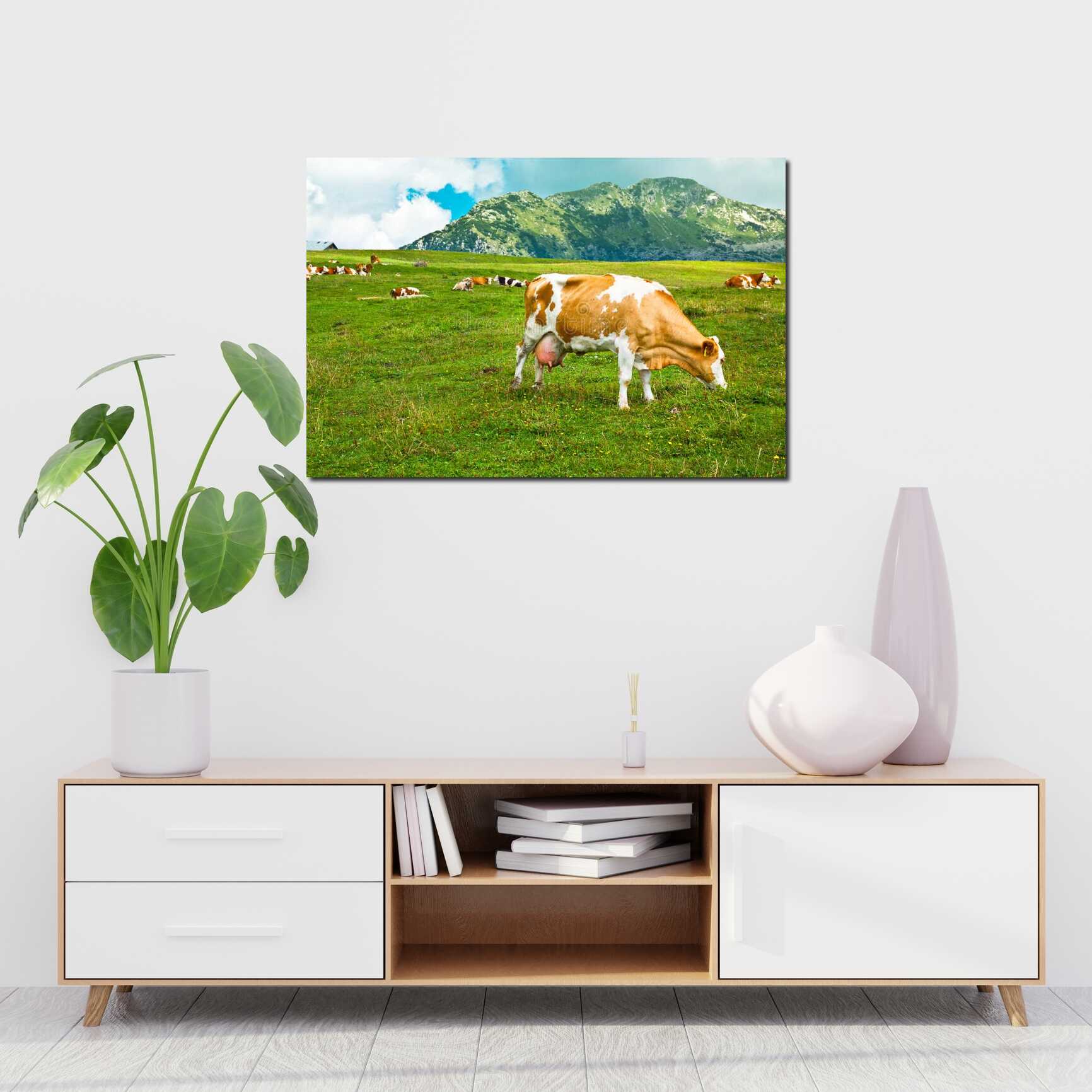 Canvas above sofa for size context