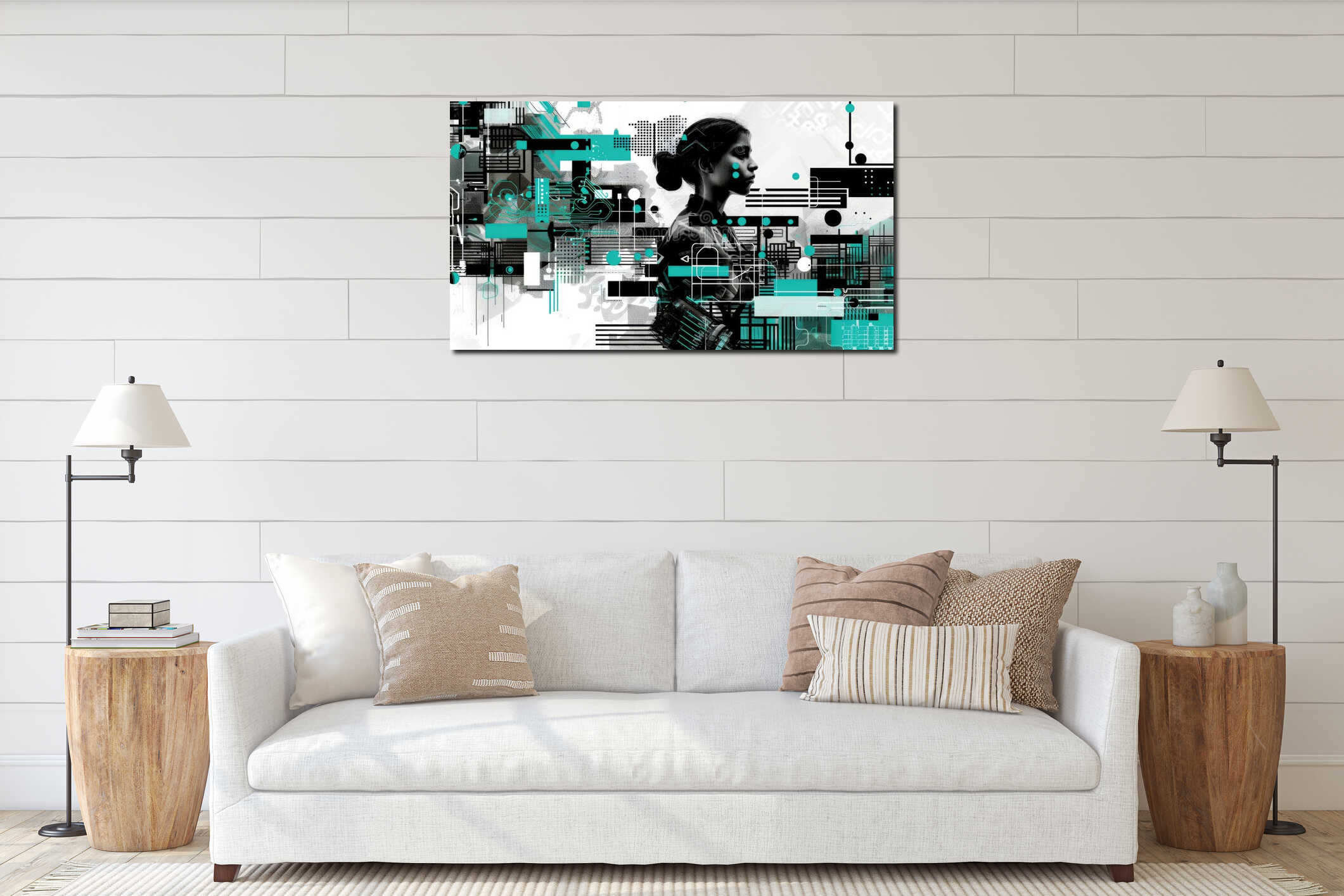 Canvas hanging interior mockup