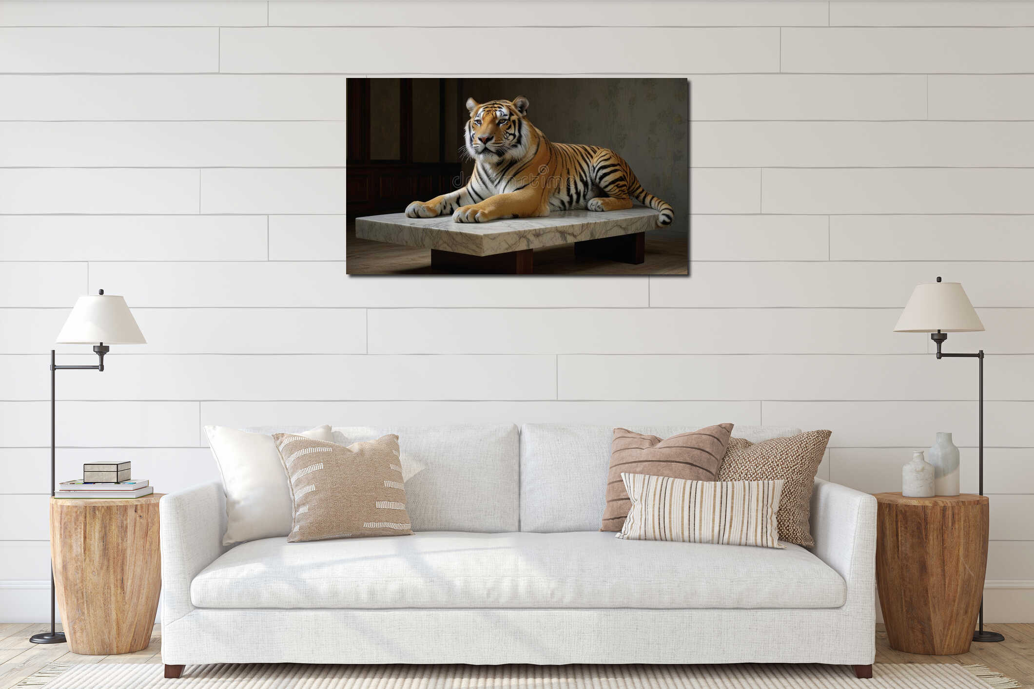 Majestic Tiger Resting Elegantly interior mockup
