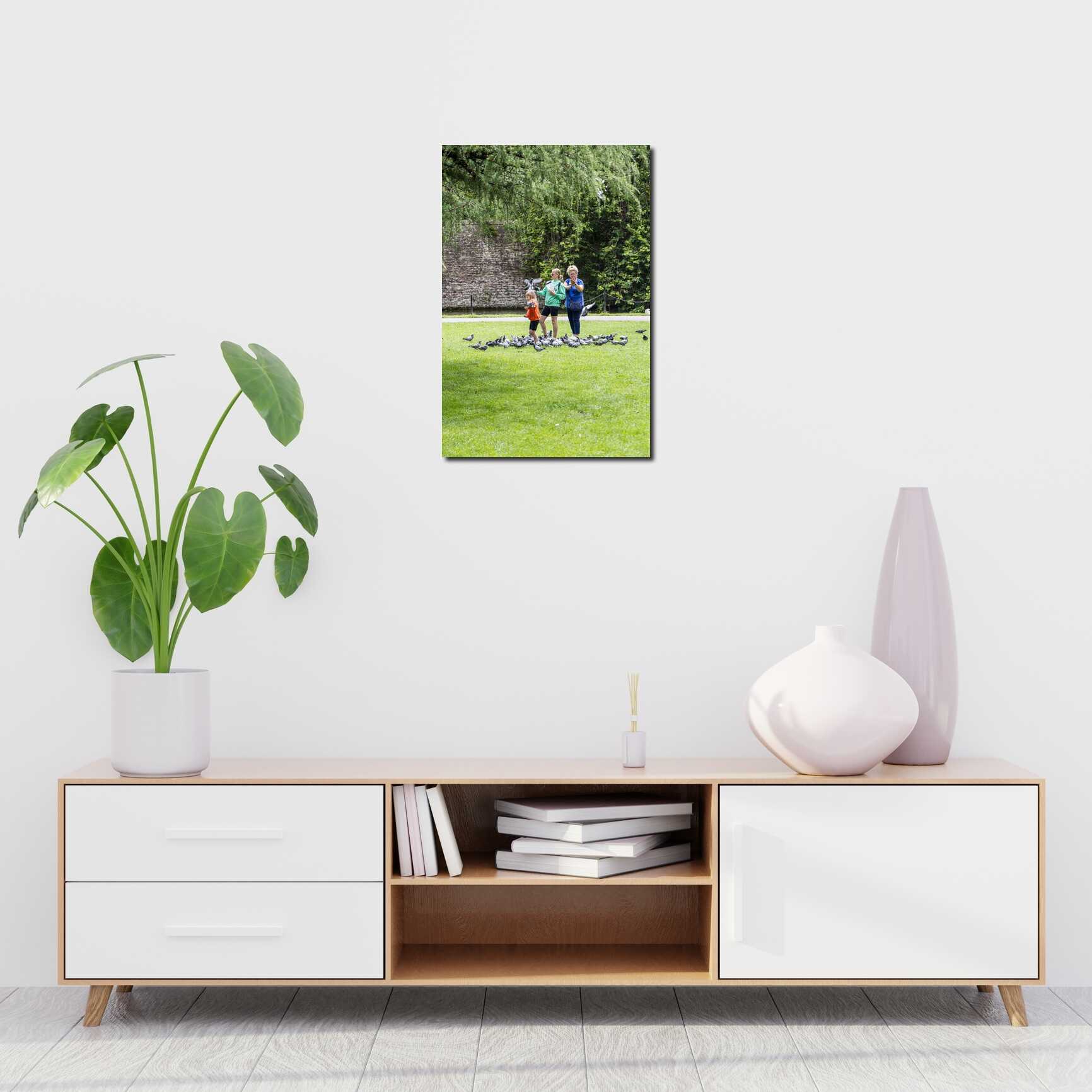 Canvas above sofa for size context