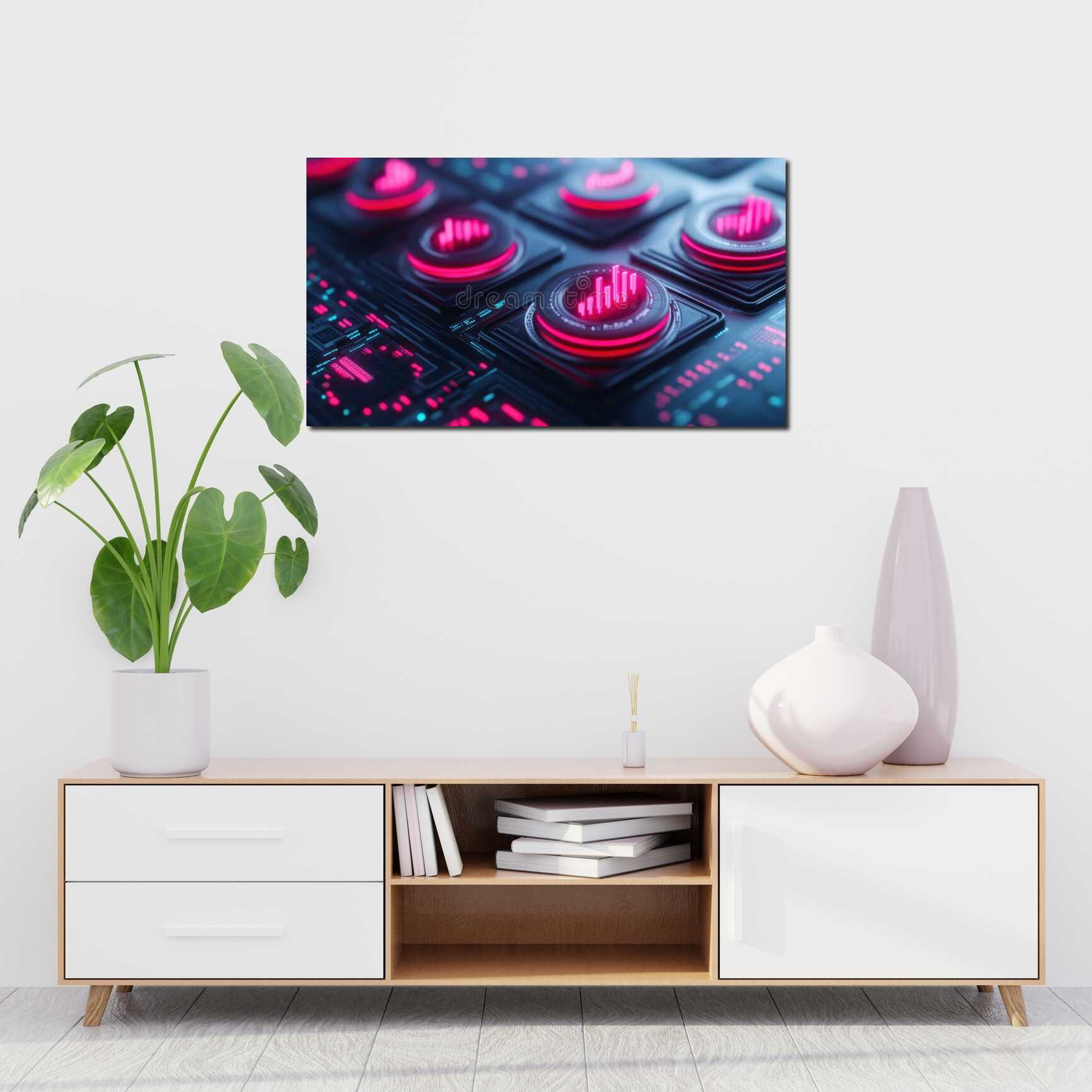 Canvas above sofa for size context