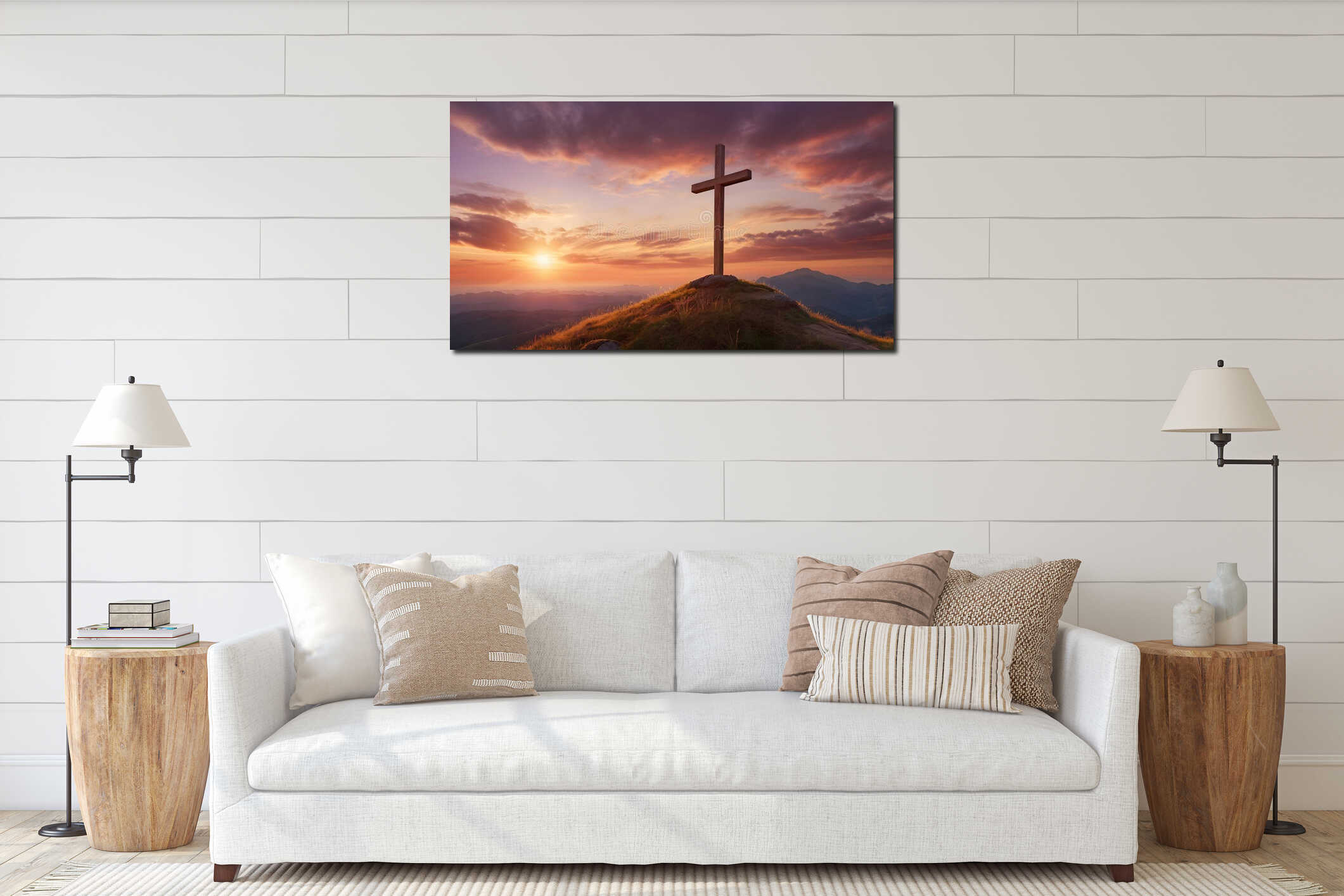 Canvas hanging interior mockup