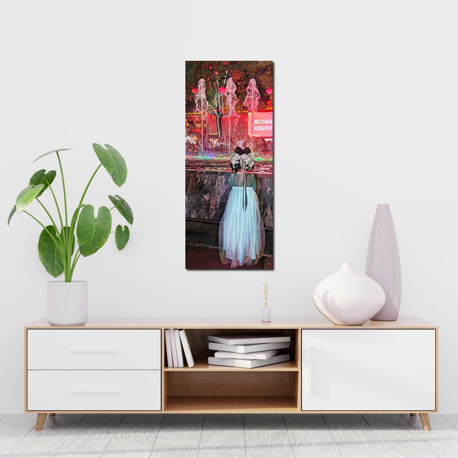 Canvas above sofa for size context