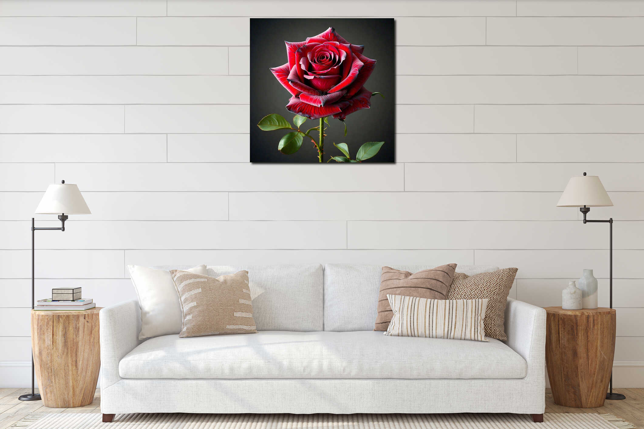 Blooming Red Rose with Grace interior mockup
