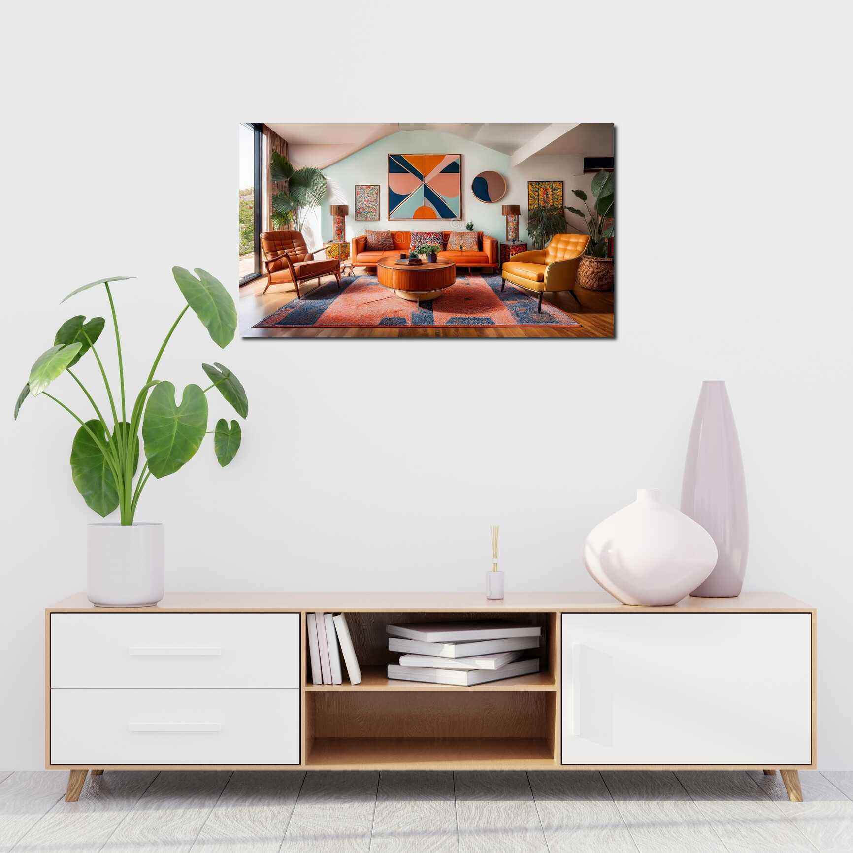 Canvas above sofa for size context