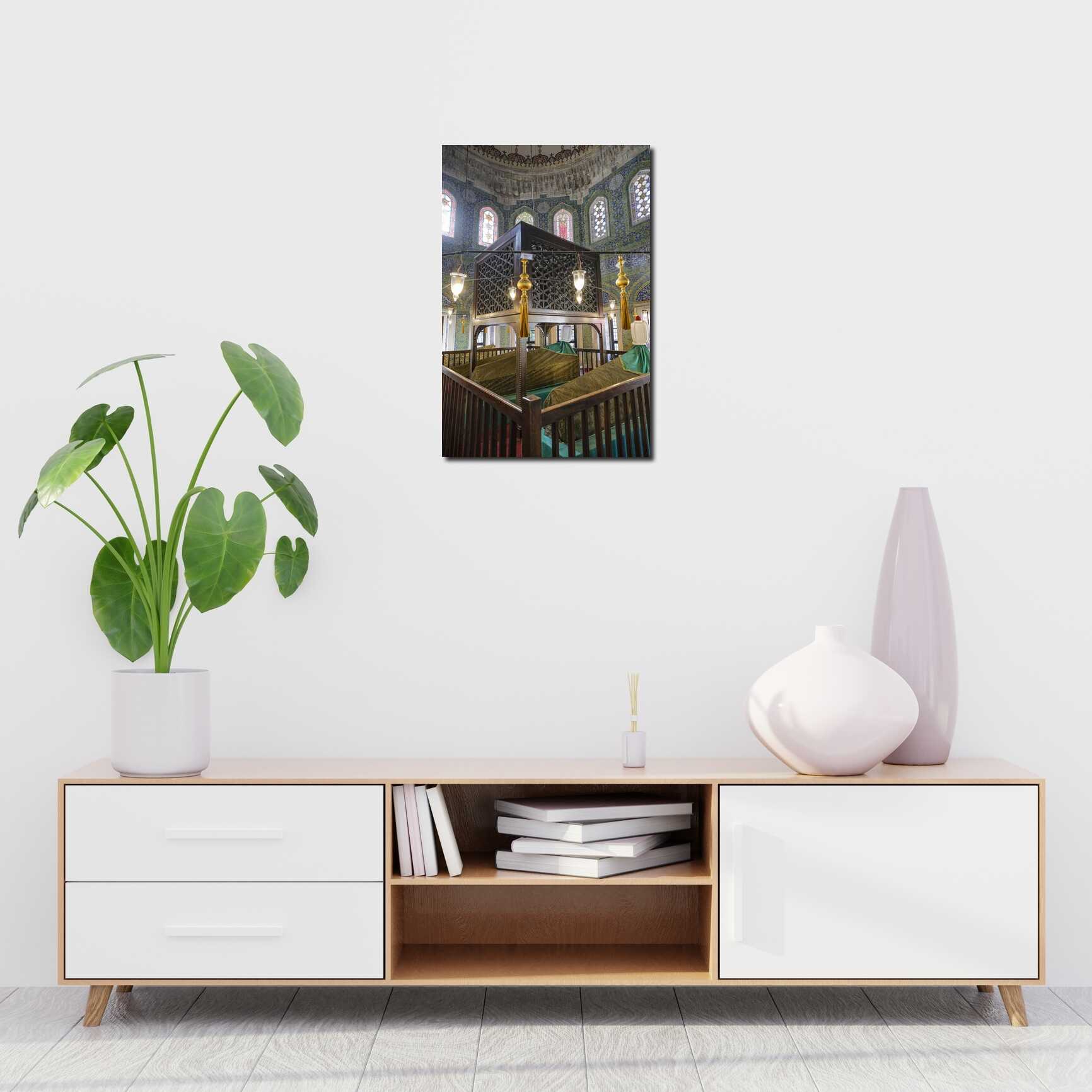 Canvas above sofa for size context