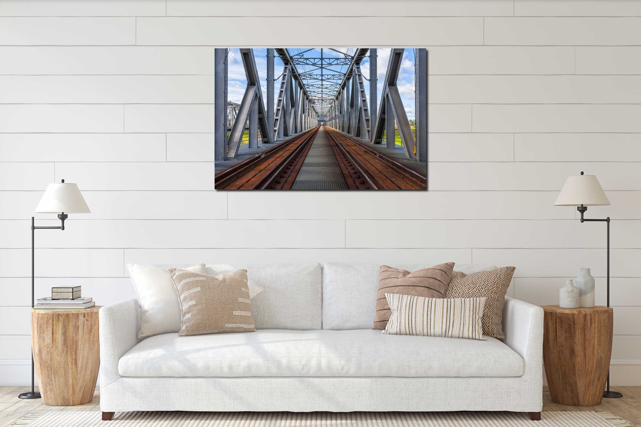 Historical railway bridge in Tczew, Poland interior mockup