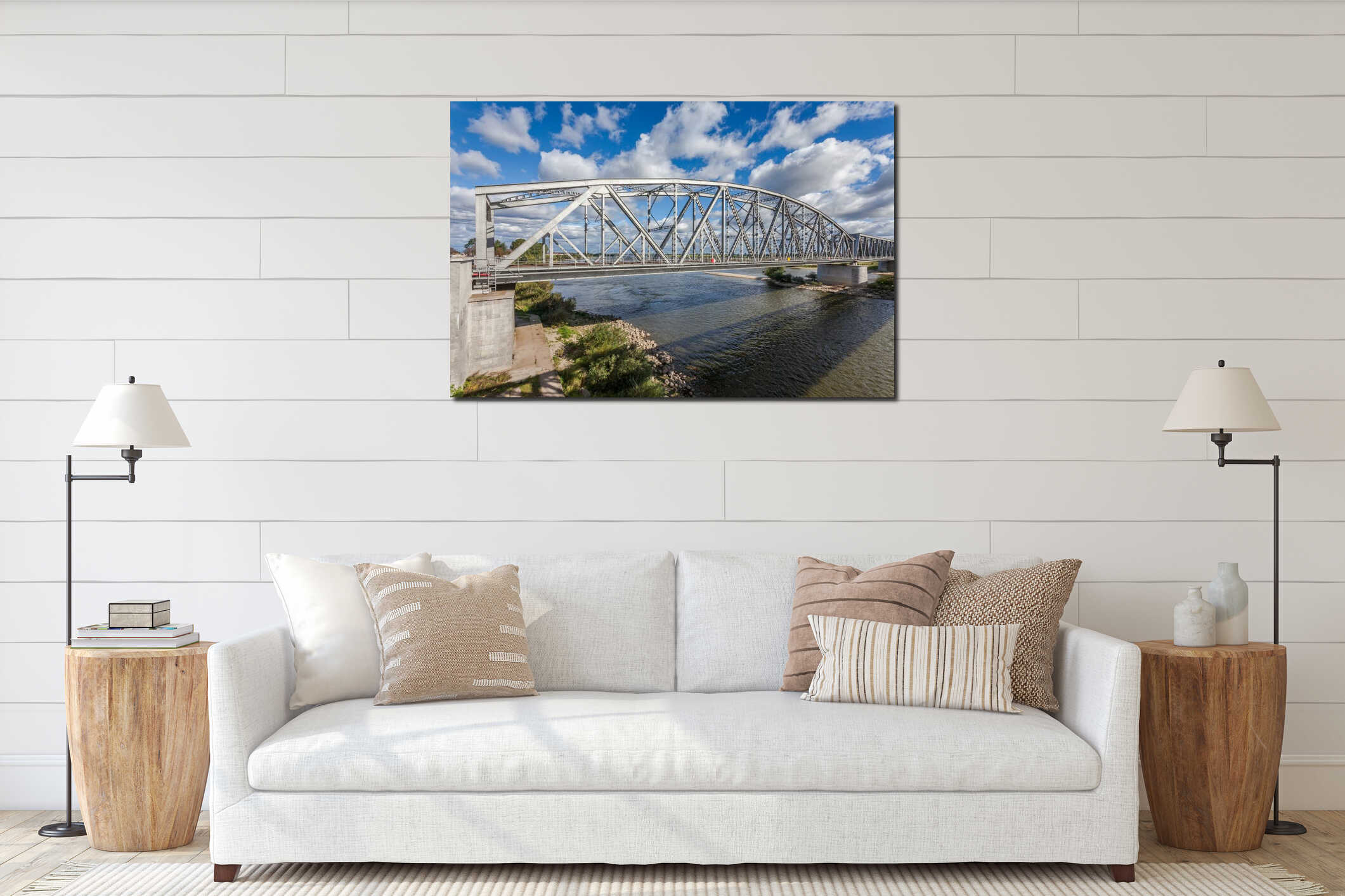 Historical railway bridge in Tczew, Poland interior mockup