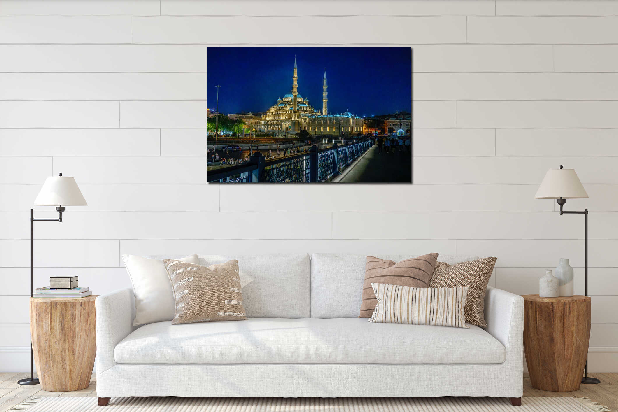 Turkiye. Istanbul. A night view of the Yeni Cami Mosque interior mockup